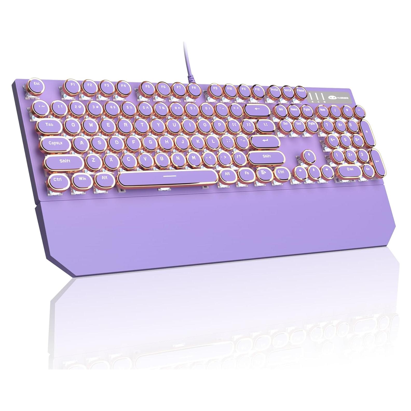 Teclado Mecánico MageGee Retro Púrpura LED con Reposamuñecas