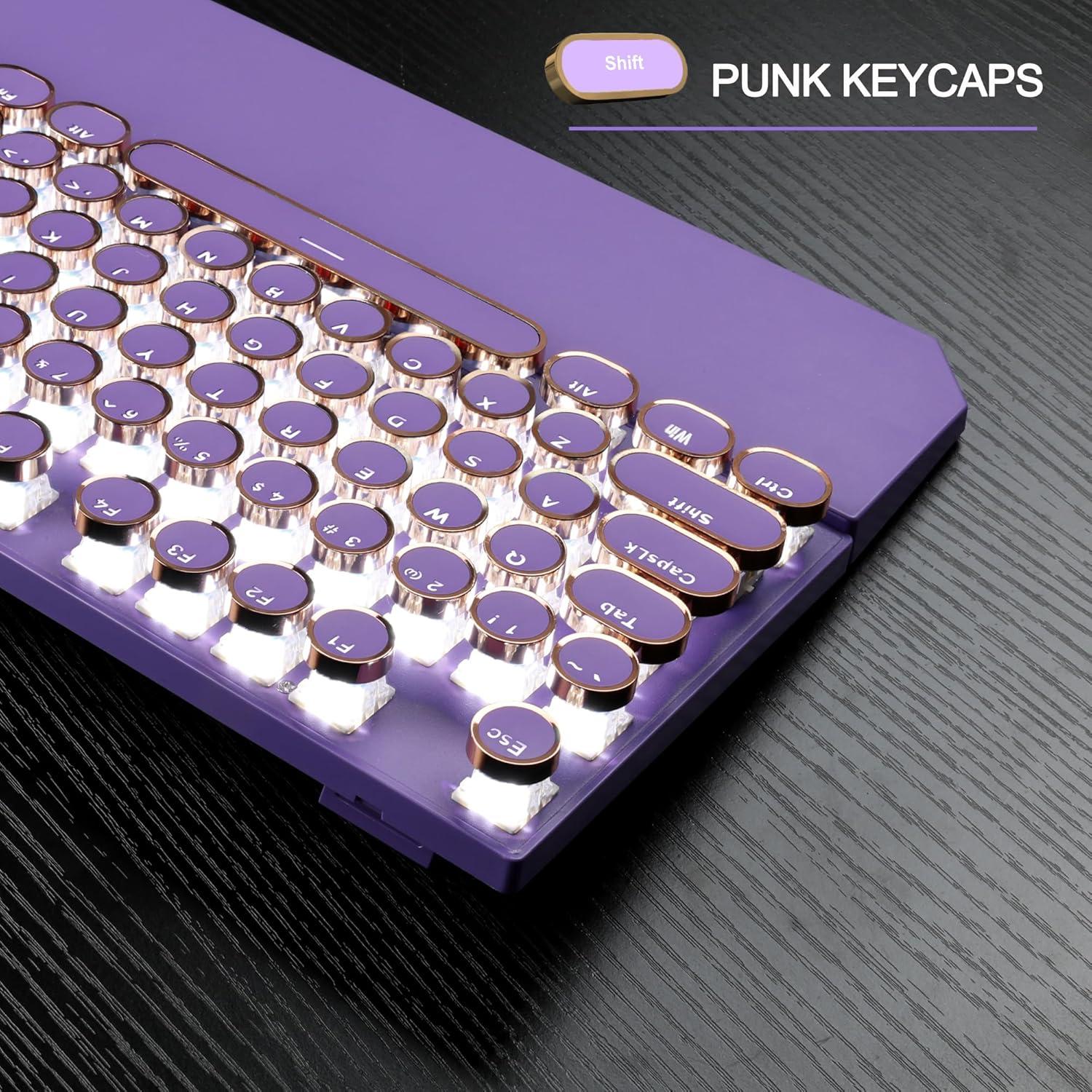 Teclado Mecánico MageGee Retro Púrpura LED con Reposamuñecas
