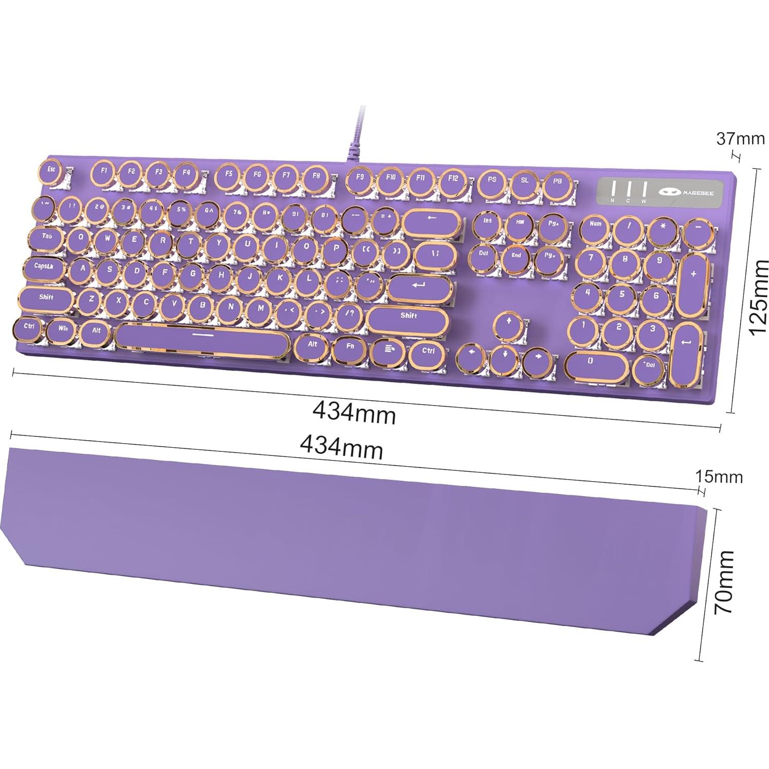 Teclado Mecánico MageGee Retro Púrpura LED con Reposamuñecas