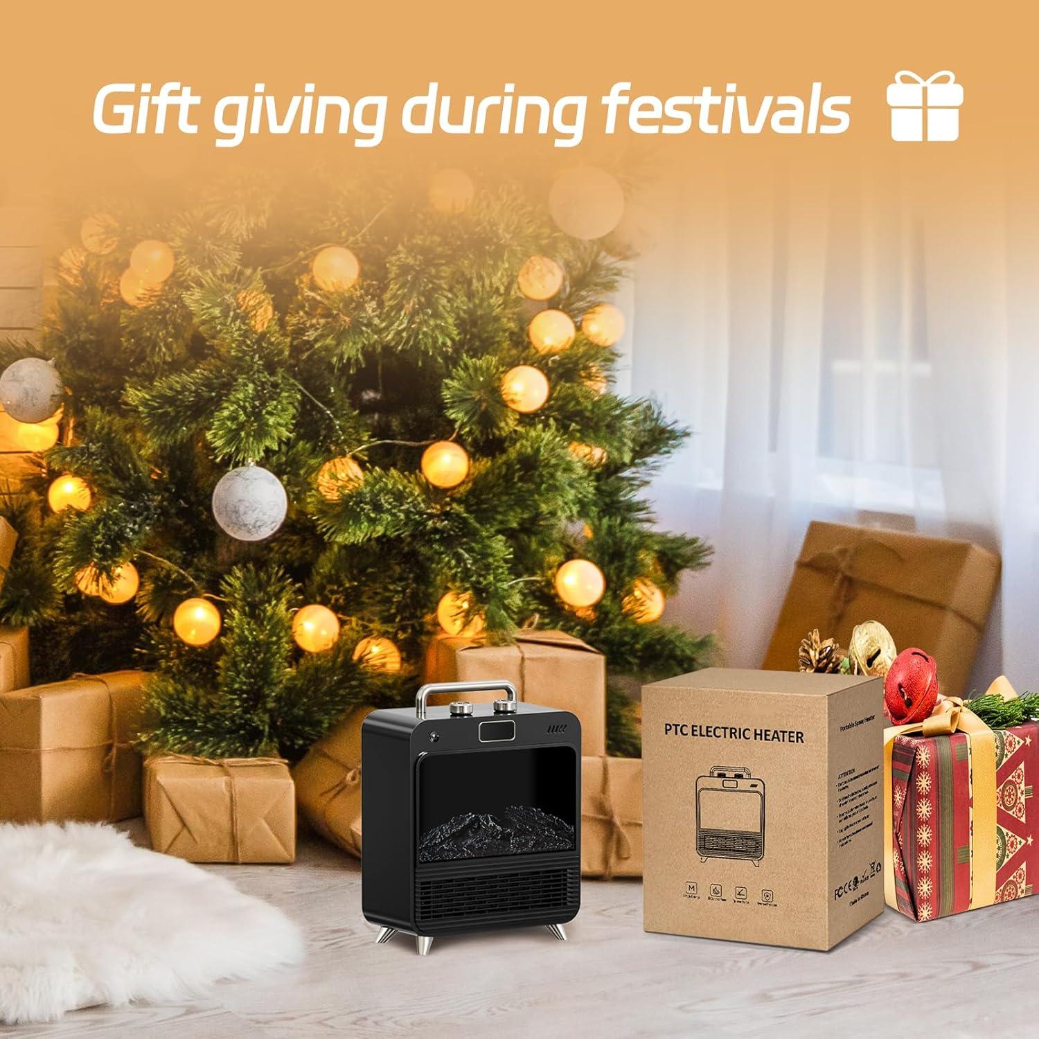 Calentador de Chimenea Eléctrico Feculs 750/1500W 3 EN 1