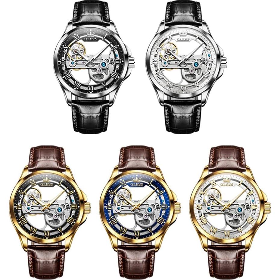Reloj OLEVS automático para hombres con correa de cuero