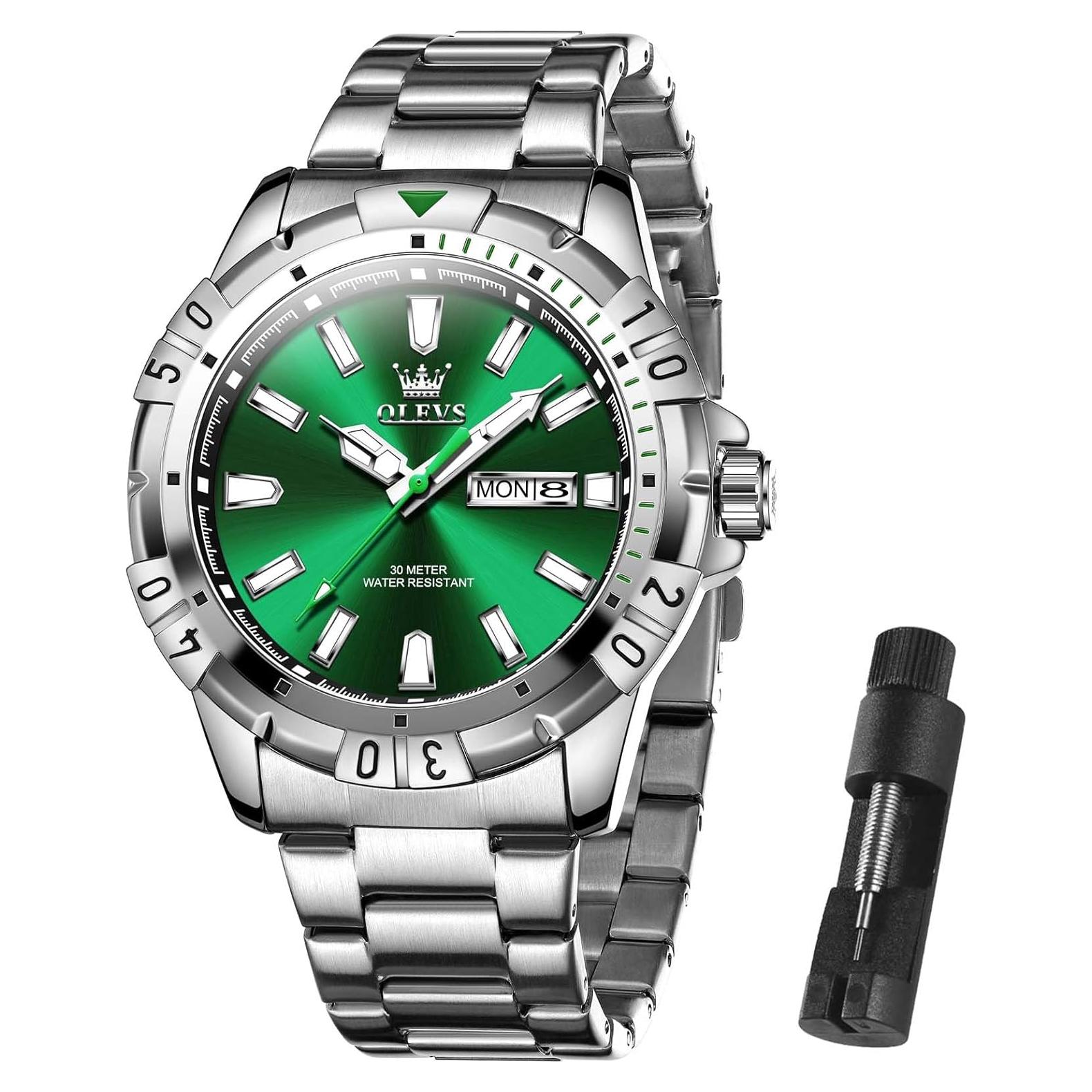 Reloj de Hombre OLEVS G5560G Acero Inoxidable Verde 42mm