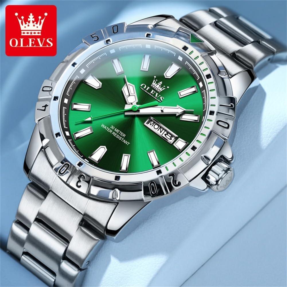 Reloj de Hombre OLEVS G5560G Acero Inoxidable Verde 42mm