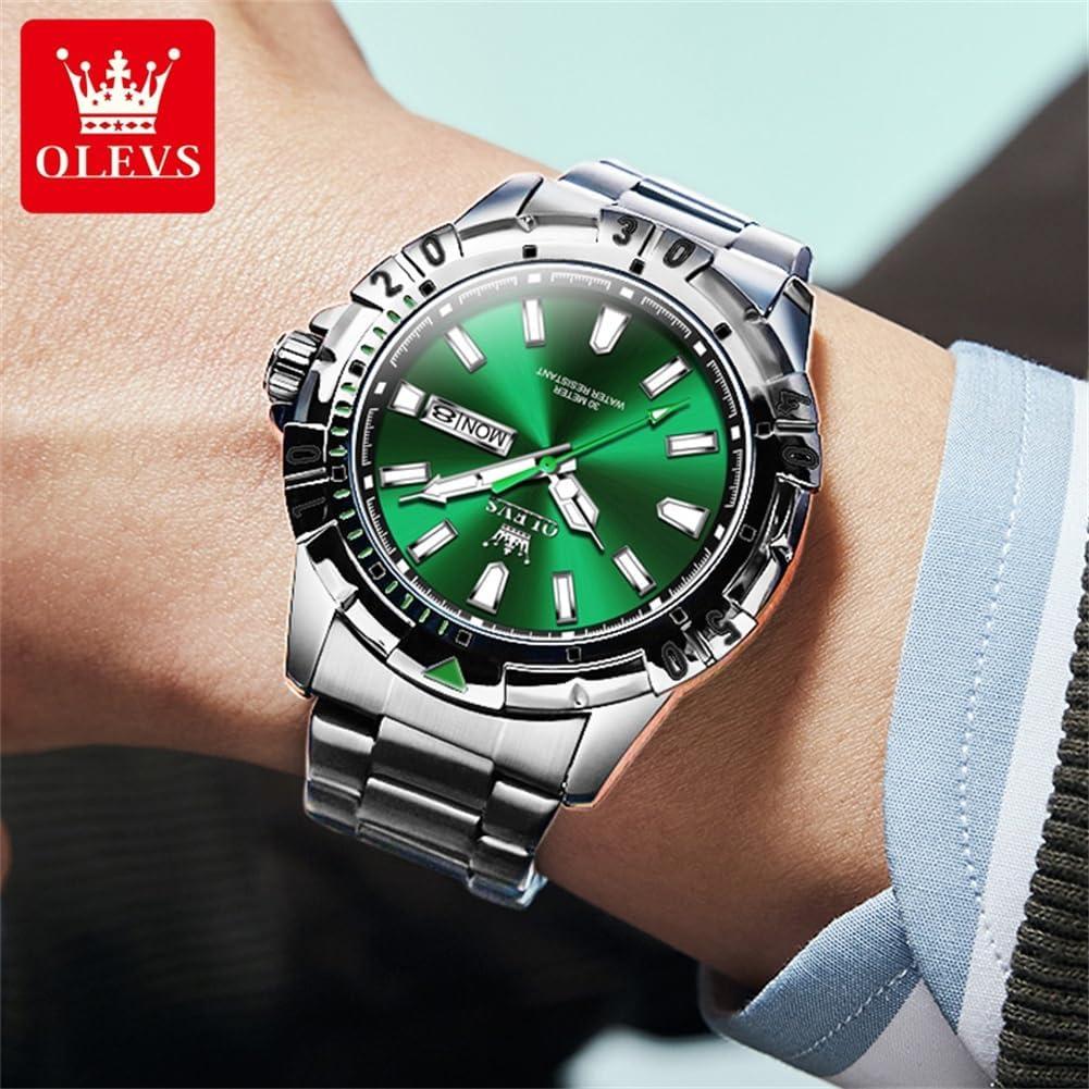 Reloj de Hombre OLEVS G5560G Acero Inoxidable Verde 42mm