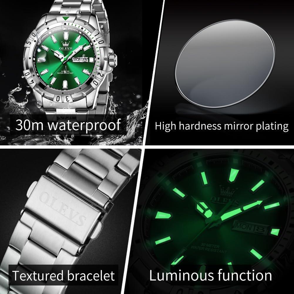 Reloj de Hombre OLEVS G5560G Acero Inoxidable Verde 42mm