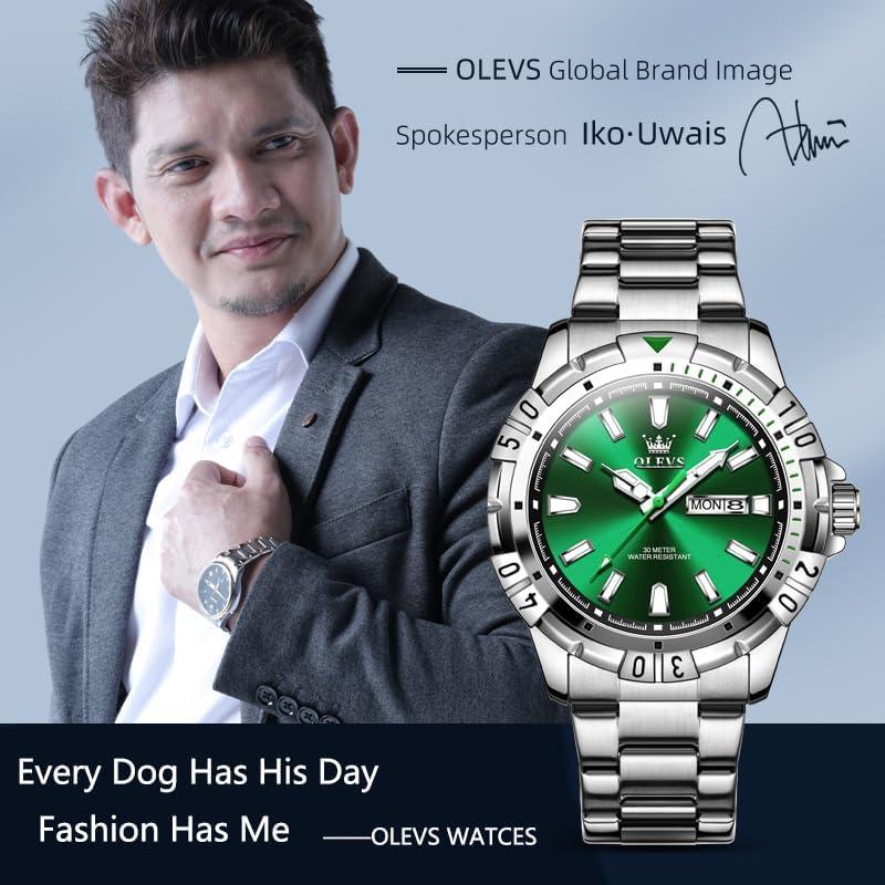 Reloj de Hombre OLEVS G5560G Acero Inoxidable Verde 42mm
