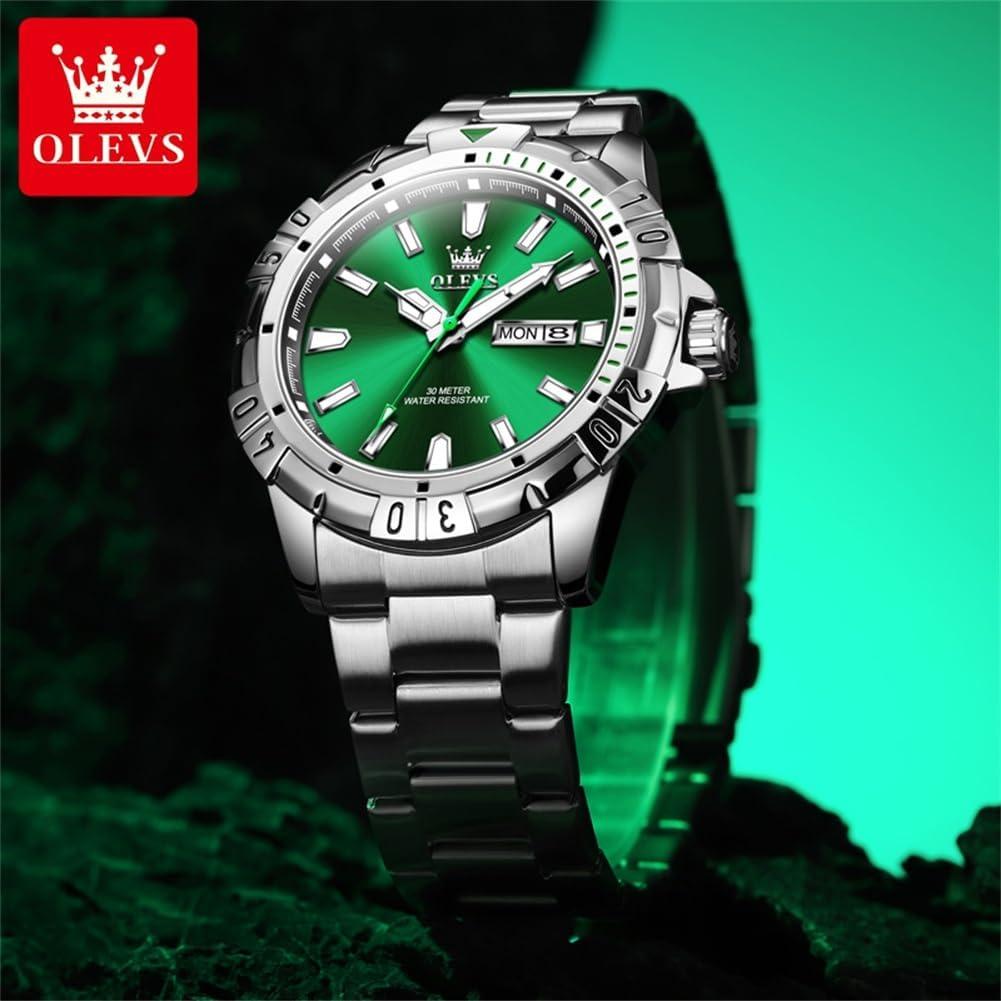 Reloj de Hombre OLEVS G5560G Acero Inoxidable Verde 42mm