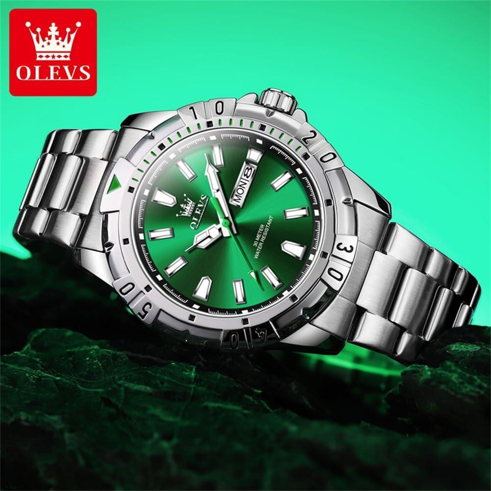Reloj de Hombre OLEVS G5560G Acero Inoxidable Verde 42mm