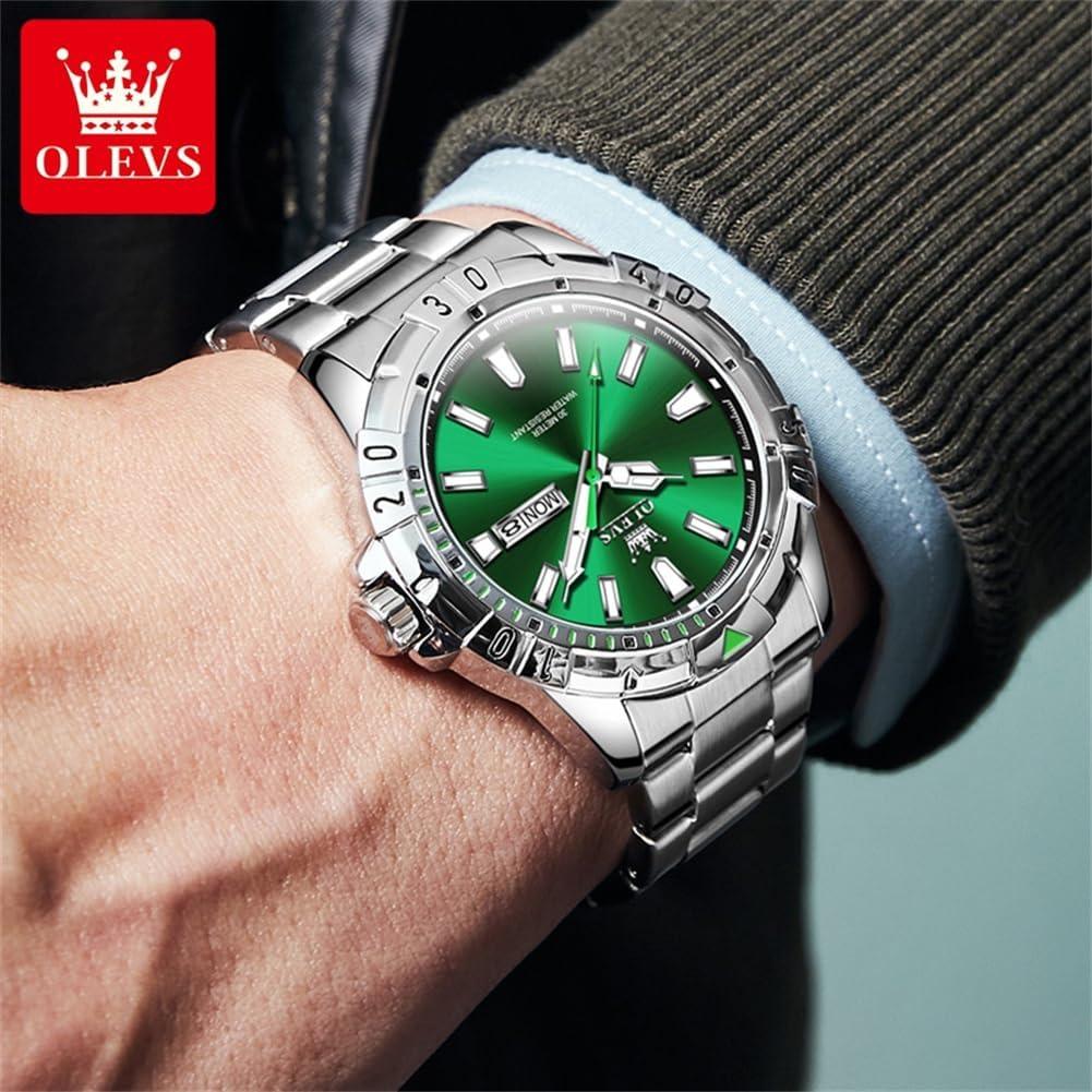 Reloj de Hombre OLEVS G5560G Acero Inoxidable Verde 42mm