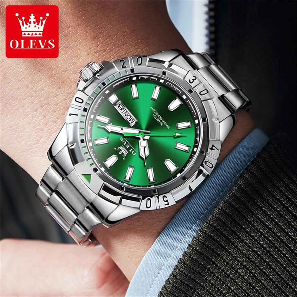 Reloj de Hombre OLEVS G5560G Acero Inoxidable Verde 42mm