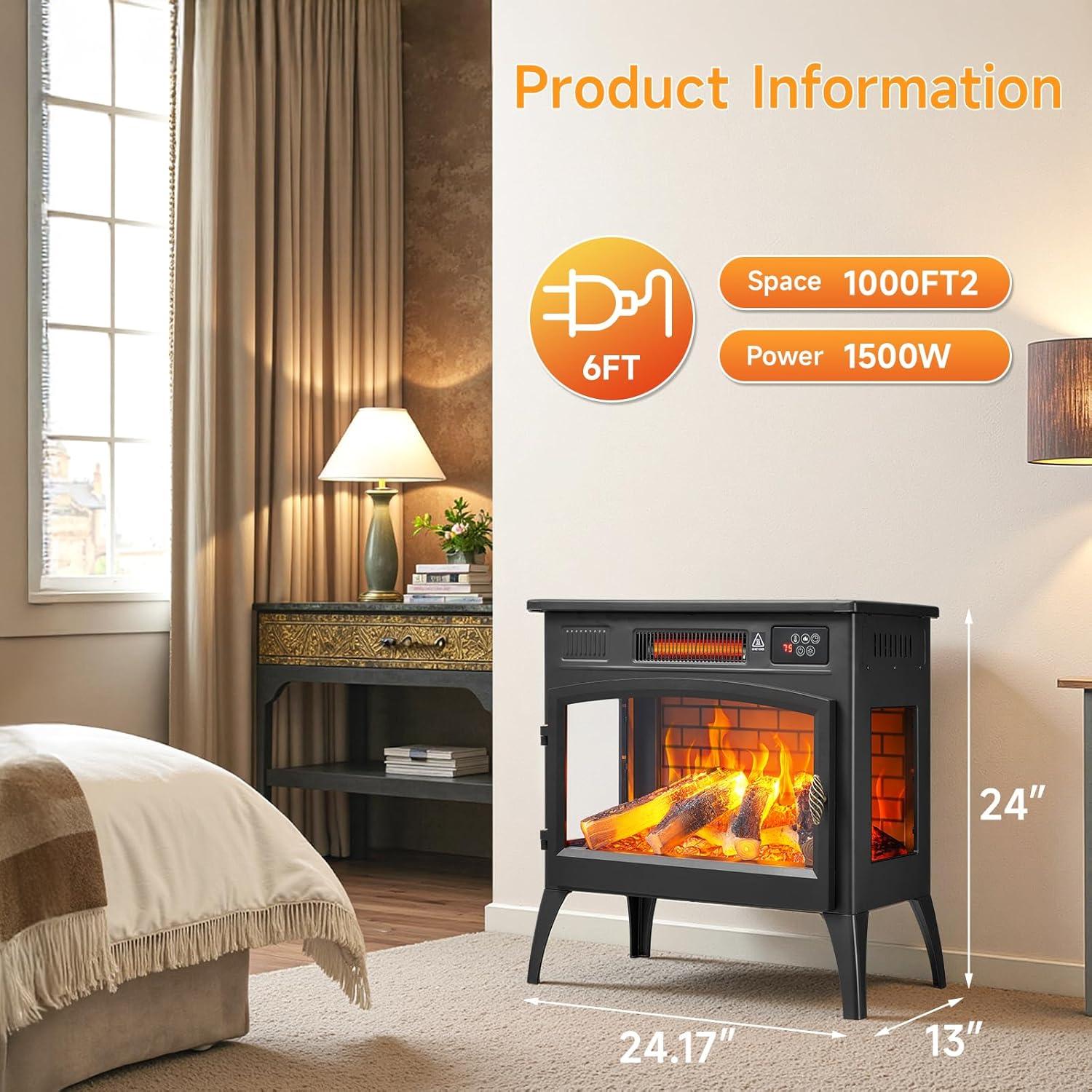 Estufa de chimenea eléctrica ONBRILL YH-15-3 1500W negra