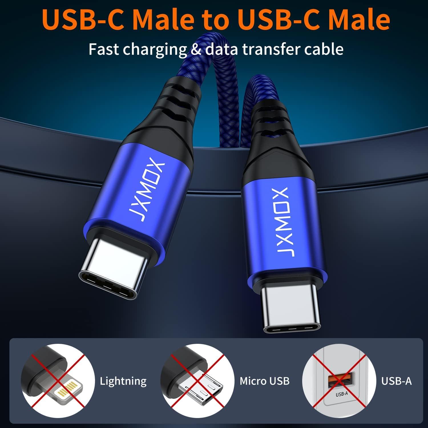 Cable USB C a USB C JXMOX 0.15m 60W Carga Rápida 2 Piezas Azul