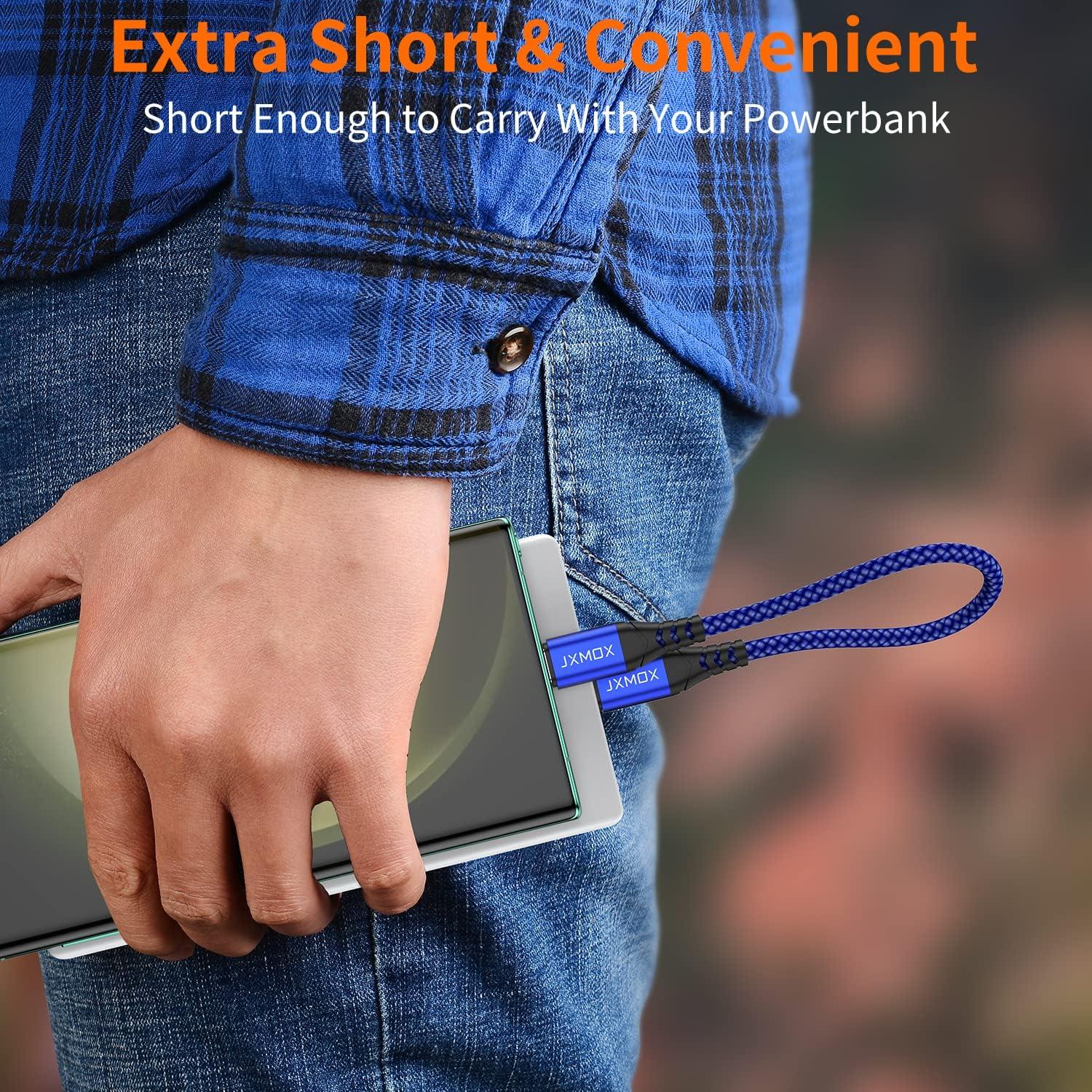 Cable USB C a USB C JXMOX 0.15m 60W Carga Rápida 2 Piezas Azul