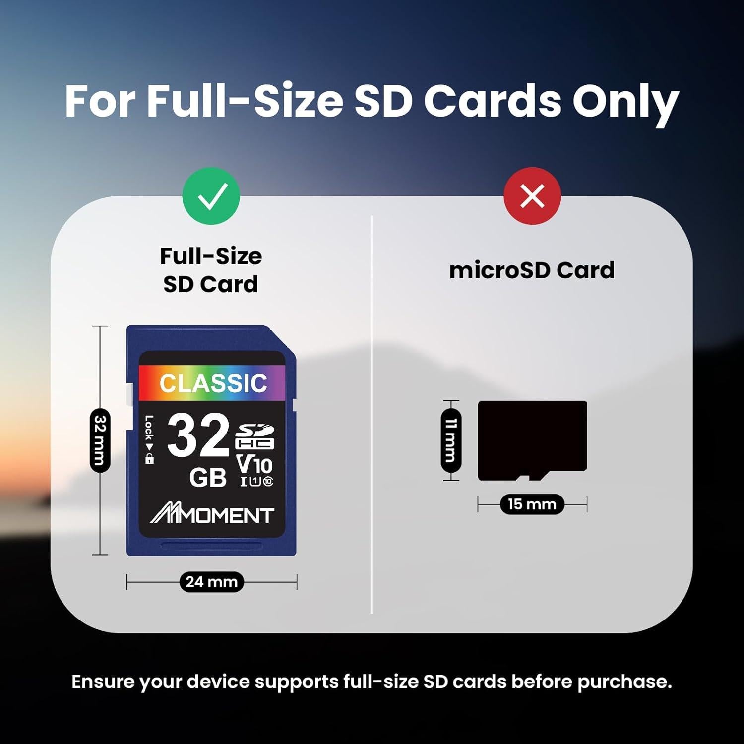 Tarjeta SD Moment 32GB UHS-I V10 Clase 10 97MB/s