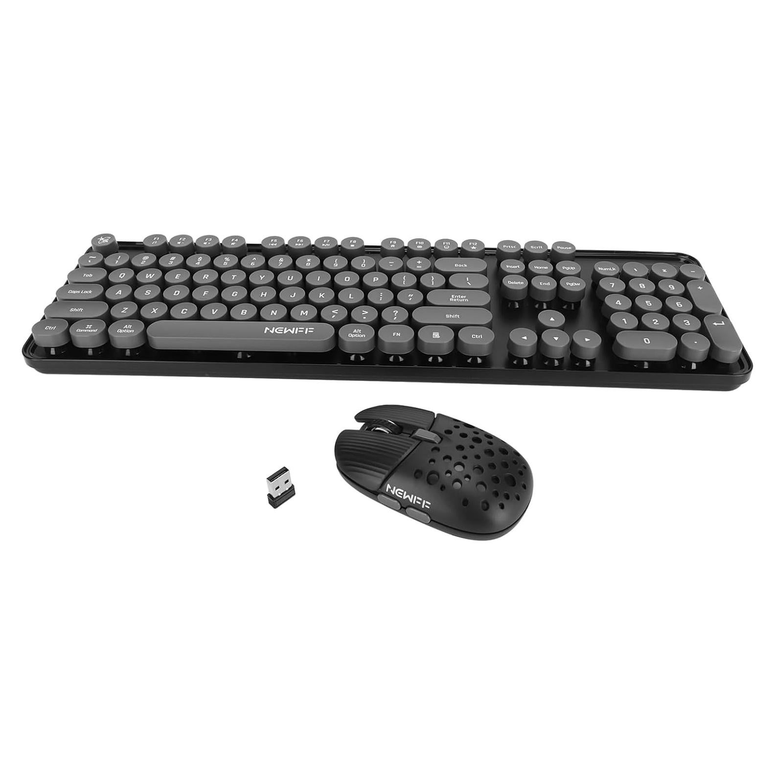 Combo Teclado y Ratón Inalámbrico Jectse Retro Negro