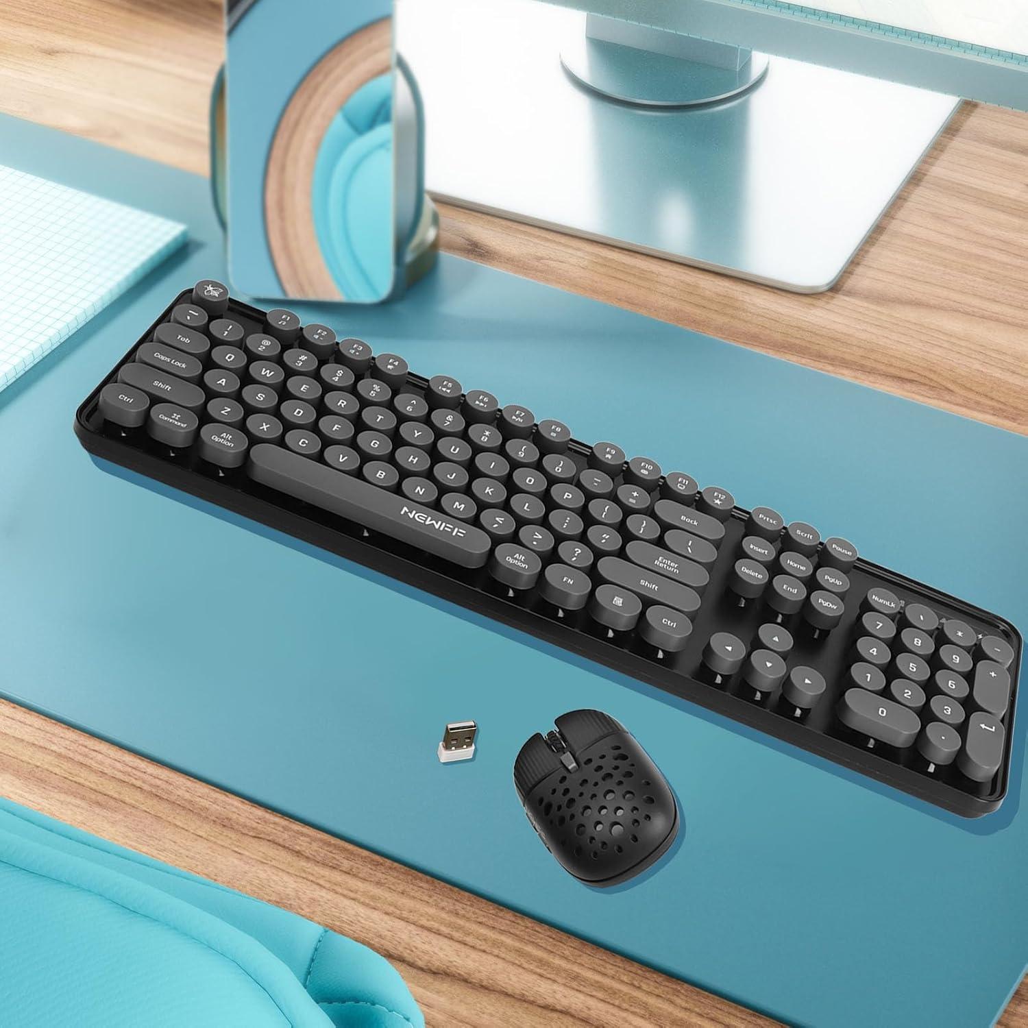 Combo Teclado y Ratón Inalámbrico Jectse Retro Negro