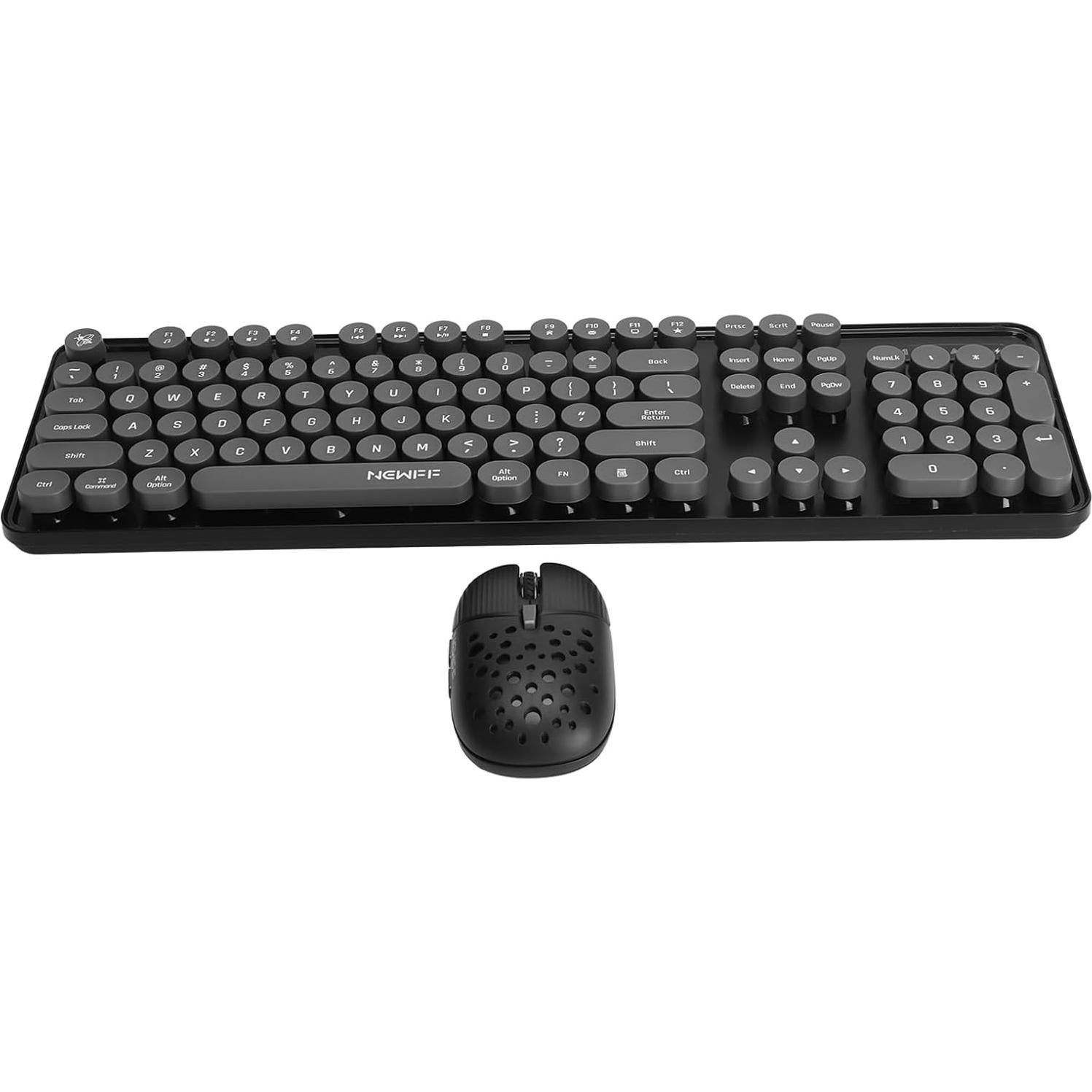 Combo Teclado y Ratón Inalámbrico Jectse Retro Negro