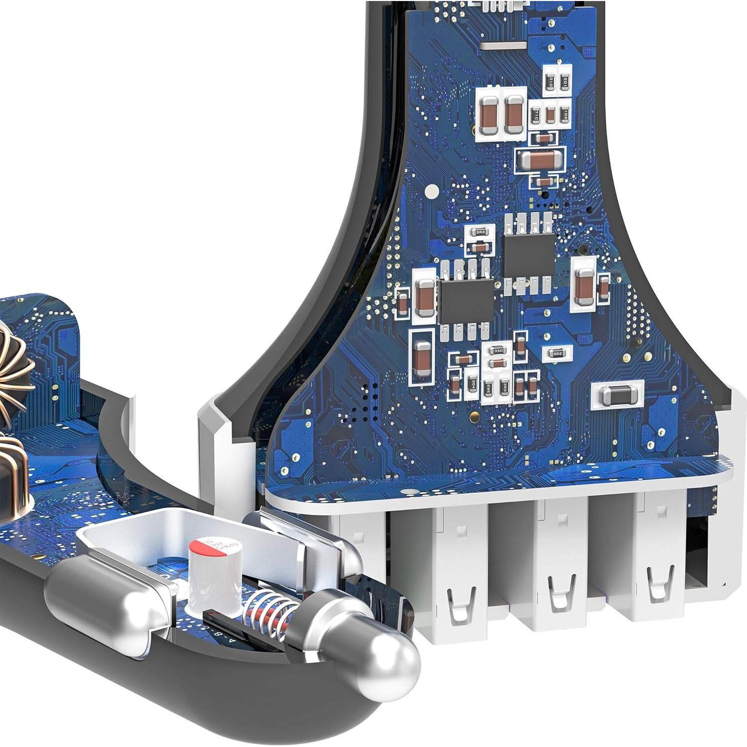 Cargador de coche Crave CarHub 54W 4 puertos USB QC 3.0 Negro