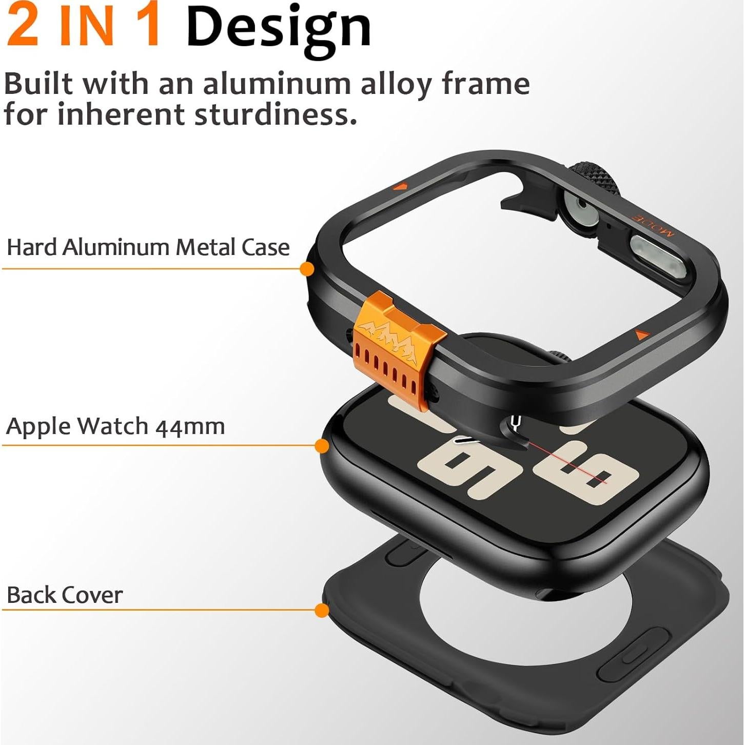 Funda Metálica Amizee para Apple Watch 44mm Negra - Resistente