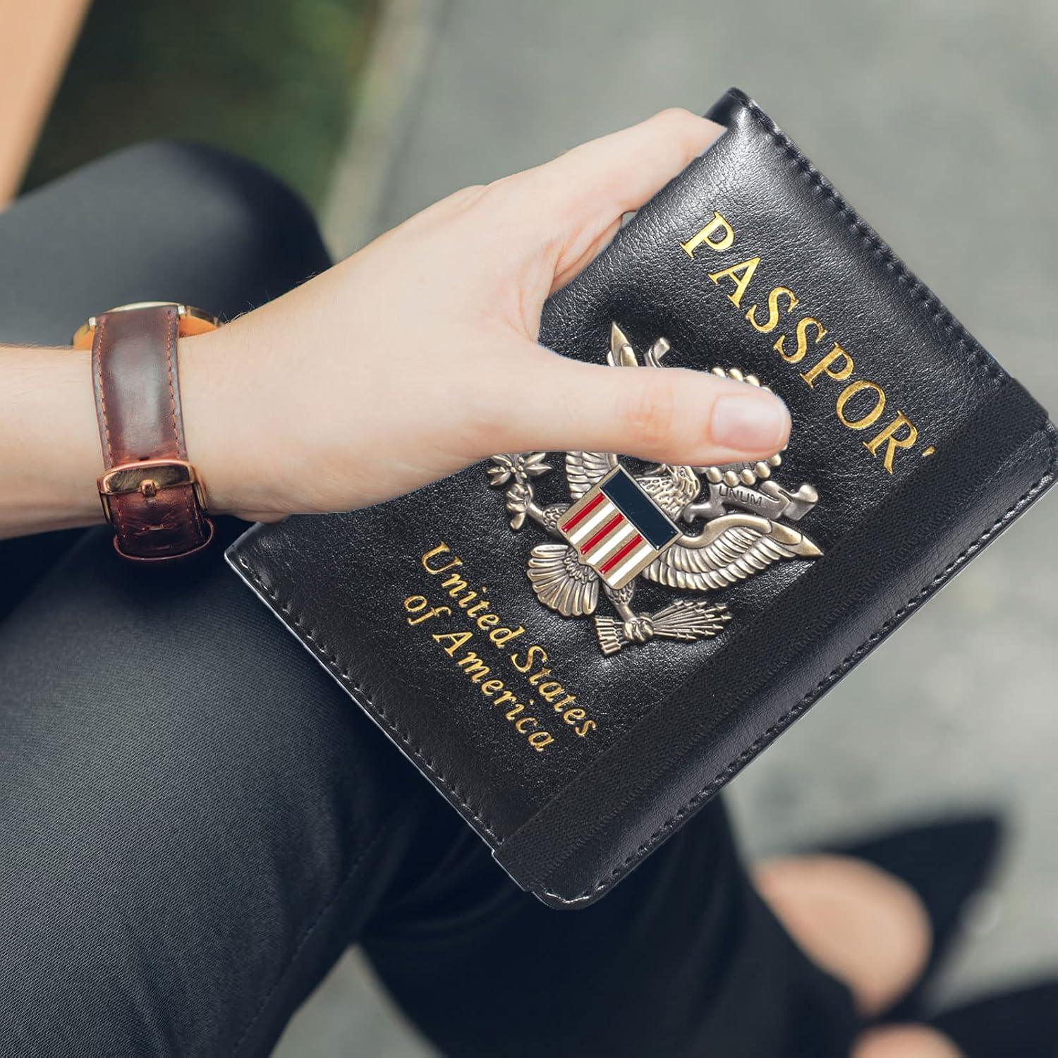 Portapasaportes RFID FACATH Negro con Sello Metálico 3D