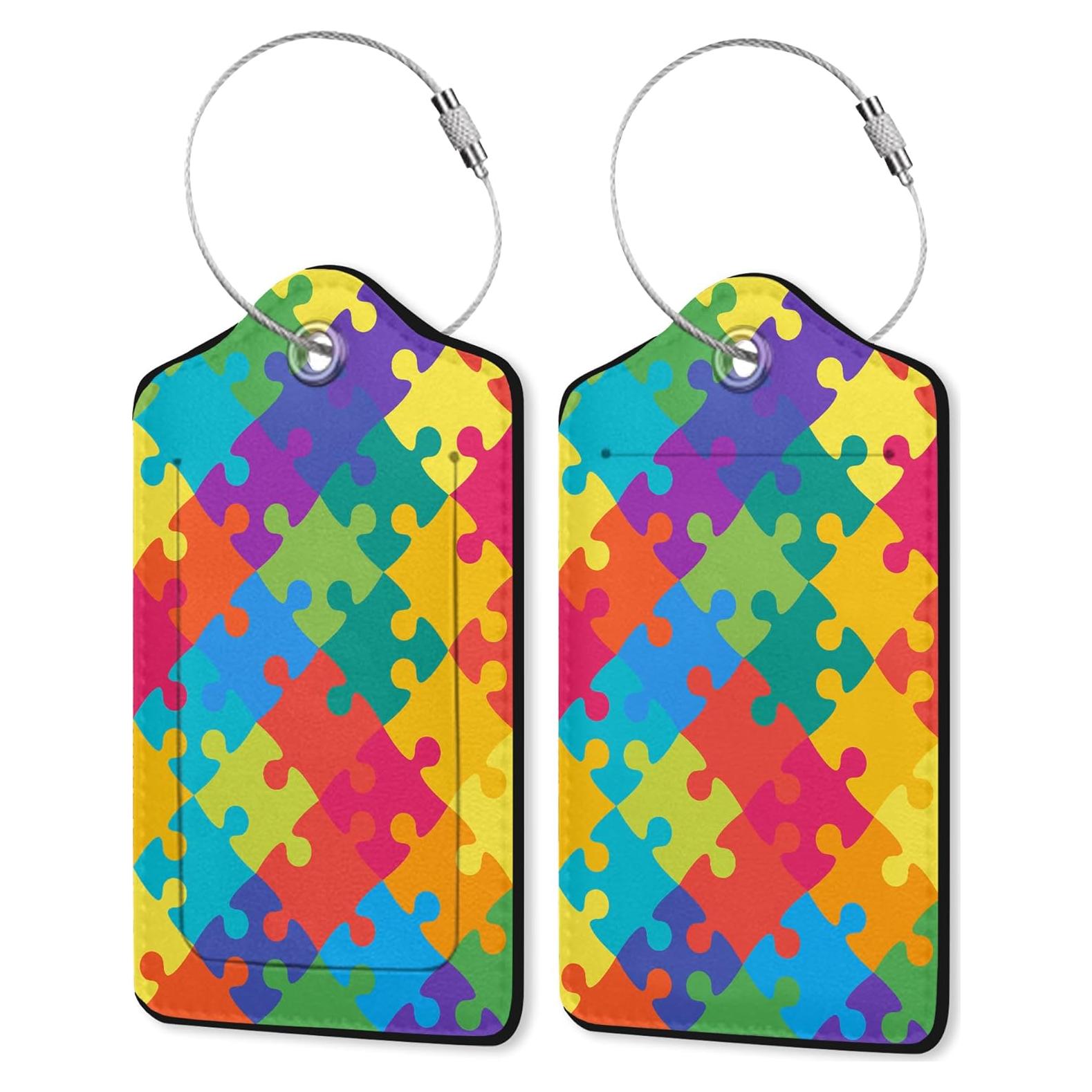 Paquete de 2 Etiquetas de Equipaje de Cuero ZEWOCA Autismo