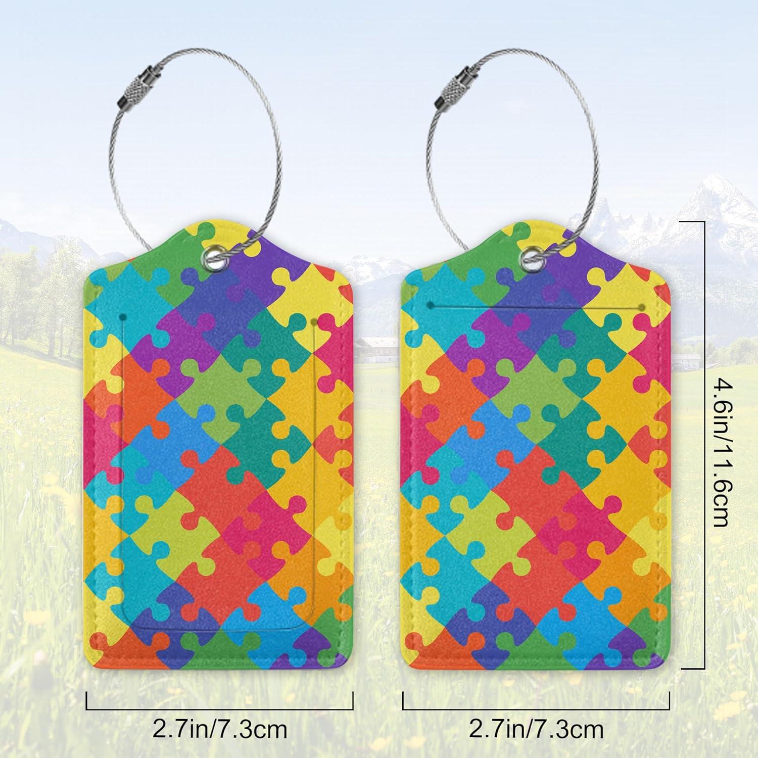 Paquete de 2 Etiquetas de Equipaje de Cuero ZEWOCA Autismo