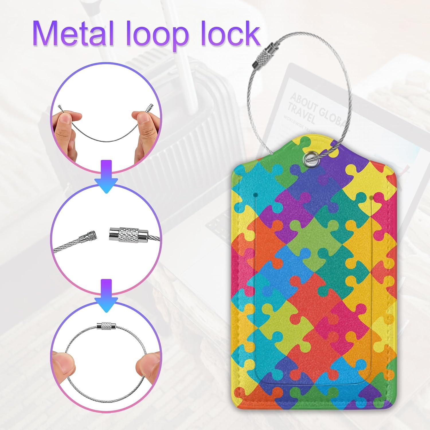 Paquete de 2 Etiquetas de Equipaje de Cuero ZEWOCA Autismo