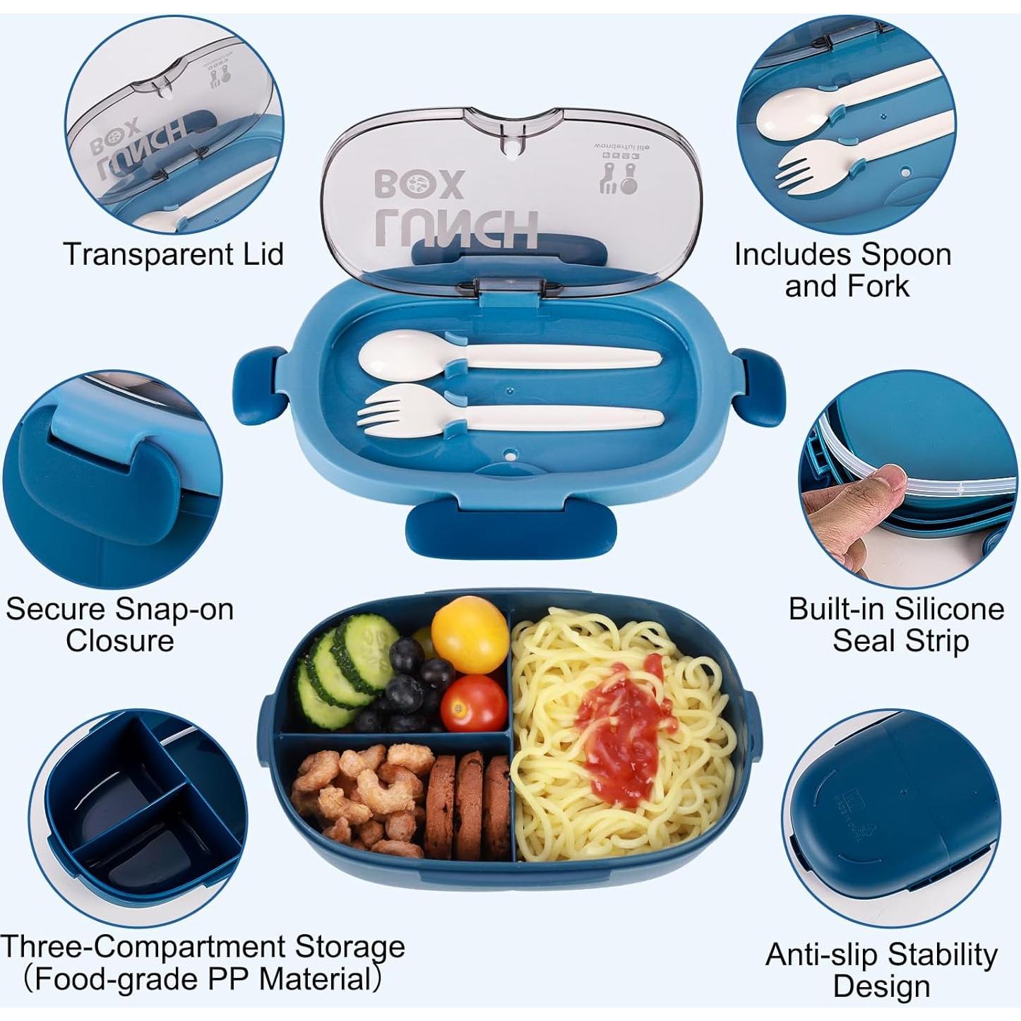 Caja Bento Almuerzo SAYAPE 850ml 3 Compartimentos Azul