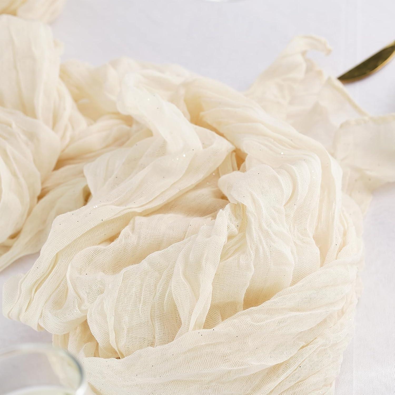 Corredor de Mesa Brillante Gasa Beige 3.05 m para Bodas y Fiestas