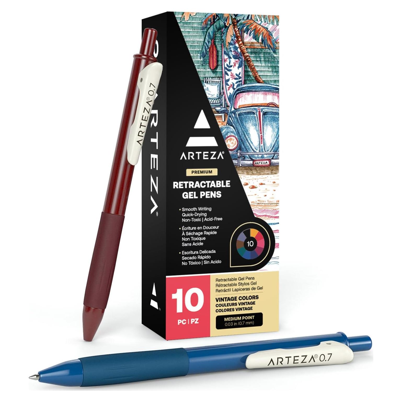 Bolígrafos de Gel Retráctiles ARTEZA - 10 Colores Vintage