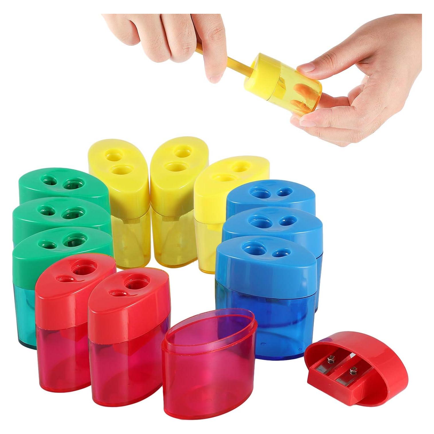 Sacapuntas Manual KIDMEN 2 Agujeros - Paquete de 12 Colores