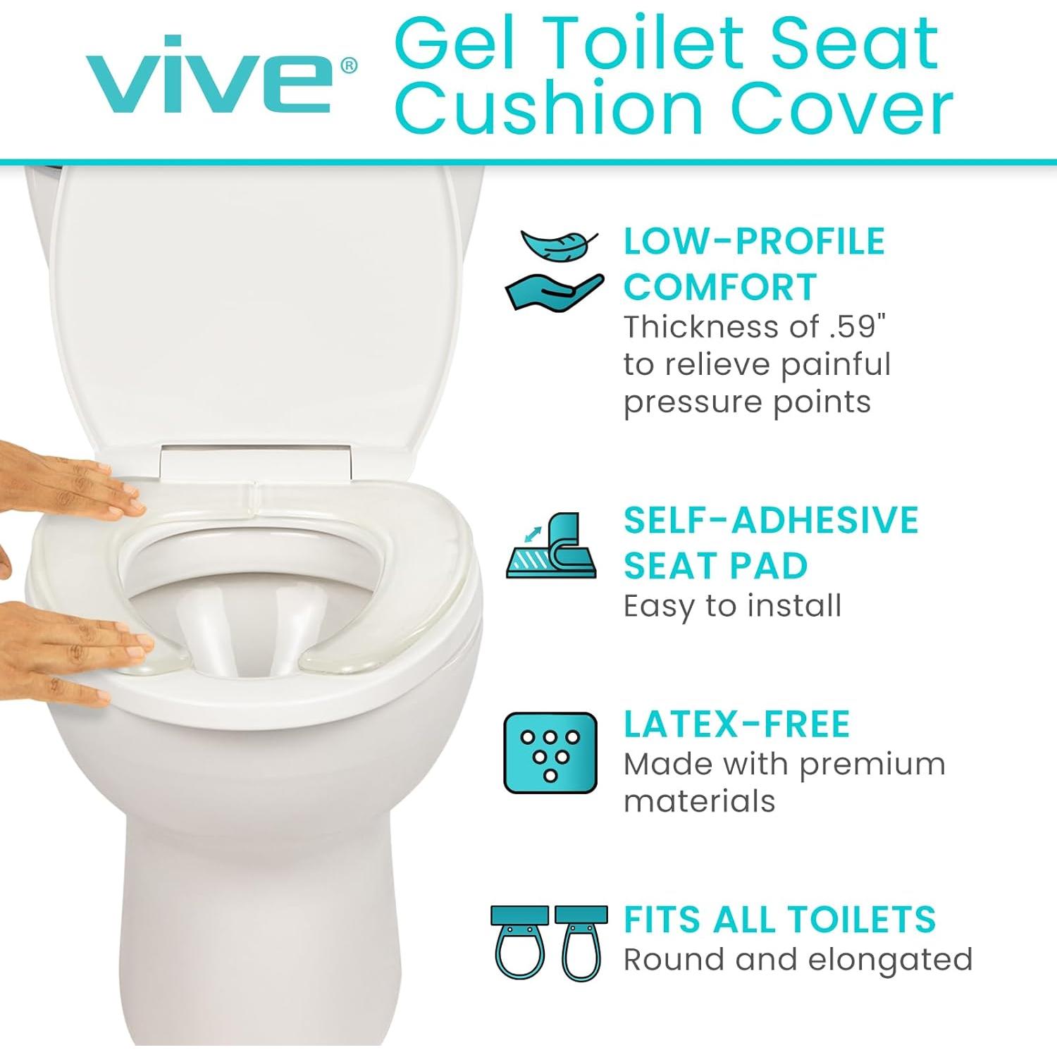 Cojín Elevado para Asiento de Inodoro Vive Gel - Acolchado y Adhesivo