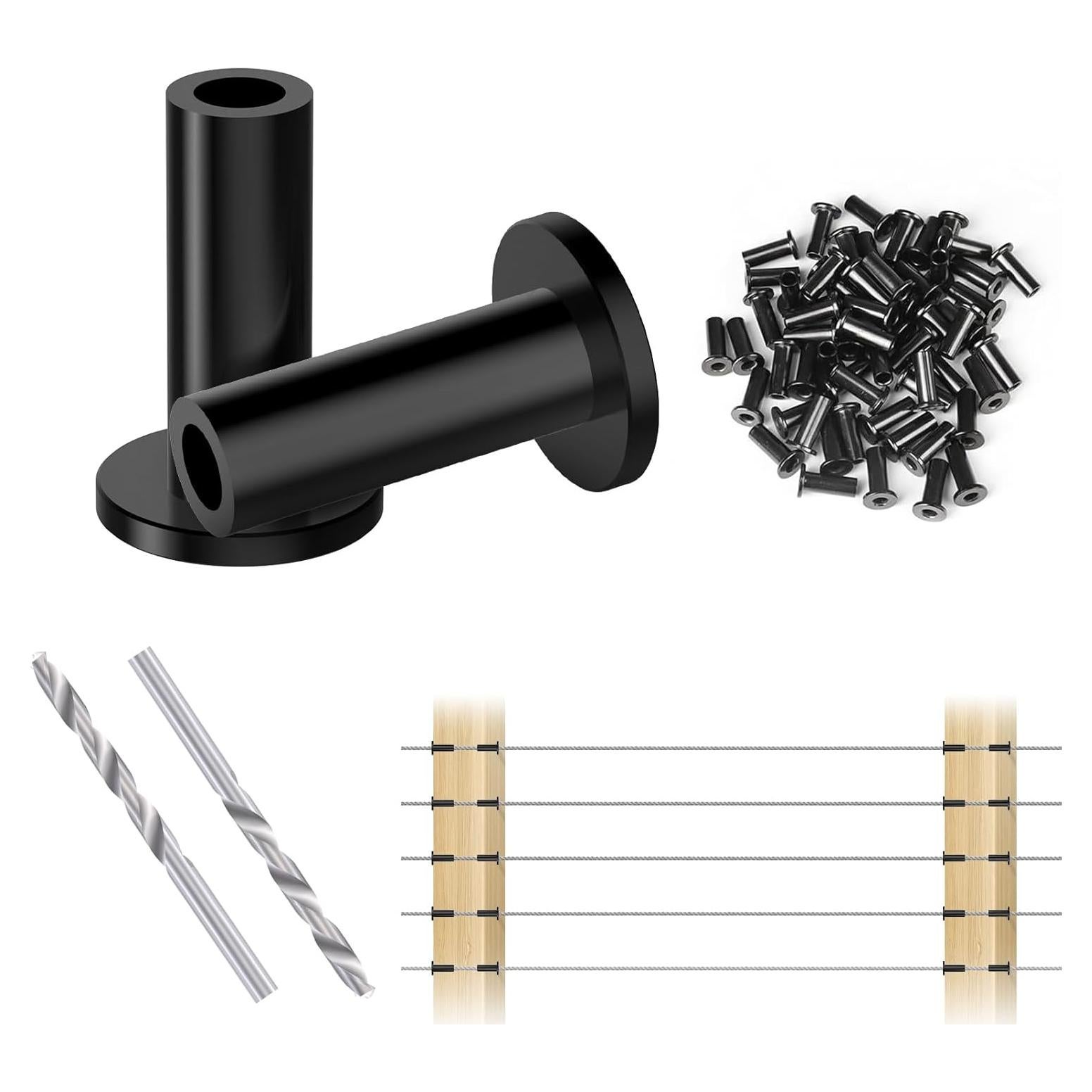 50 Manguitos Protectores Acero Inoxidable T316 Negros 1/8"