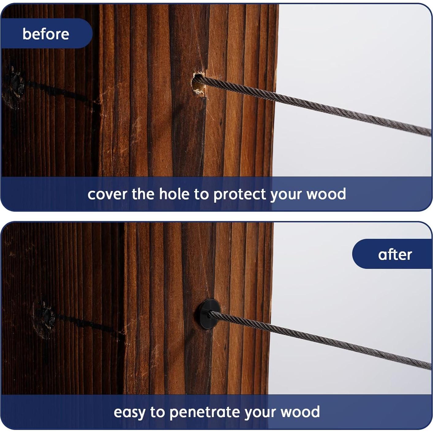 50 Manguitos Protectores Acero Inoxidable T316 Negros 1/8"