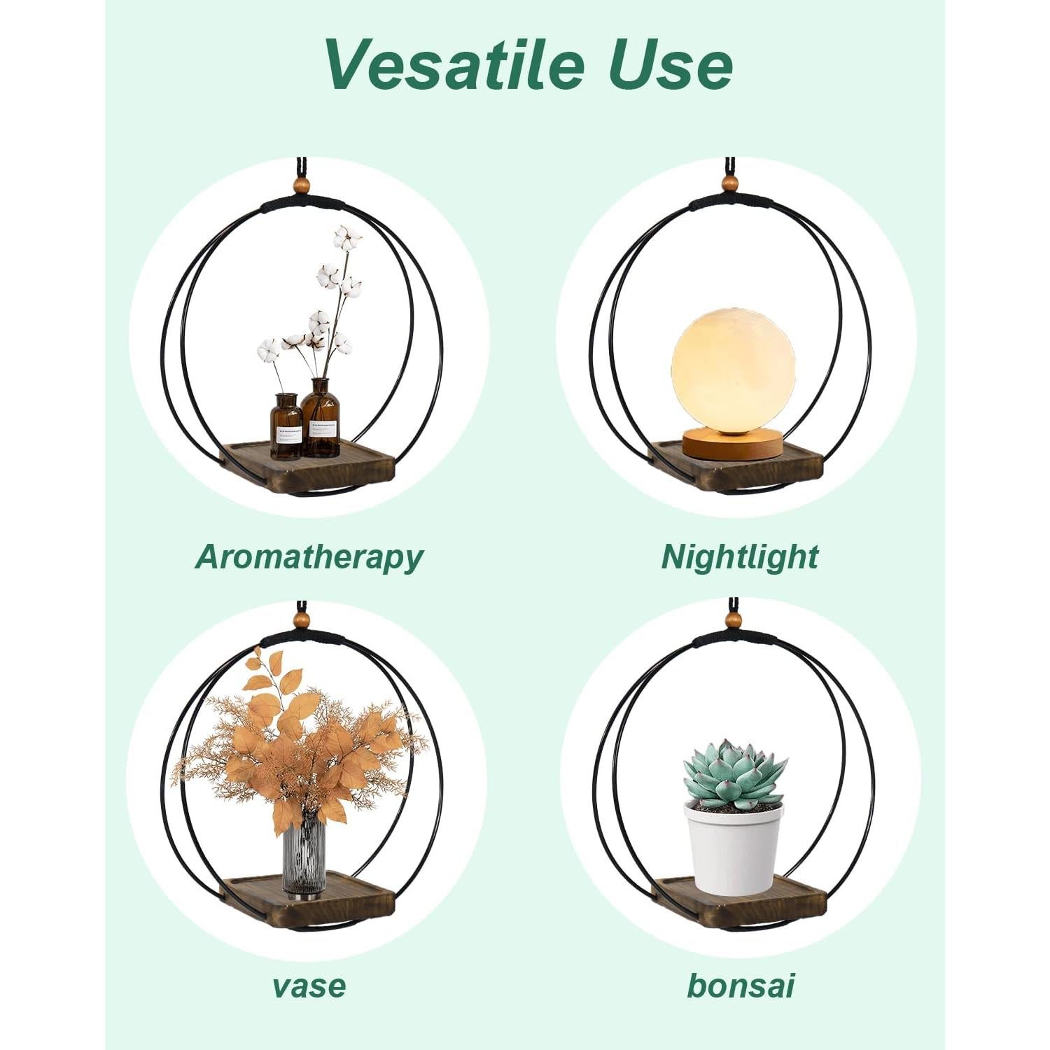 Maceta Colgante Vensovo para Plantas de Interior - 1 Pcs con Soporte de Madera