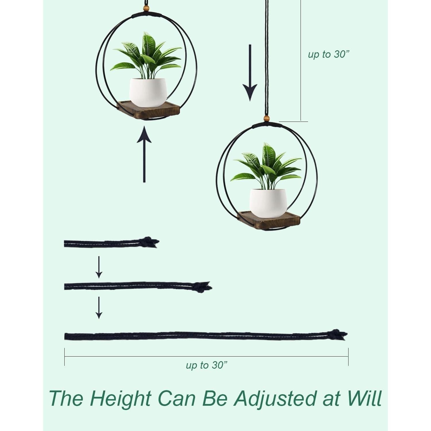 Maceta Colgante Vensovo para Plantas de Interior - 1 Pcs con Soporte de Madera