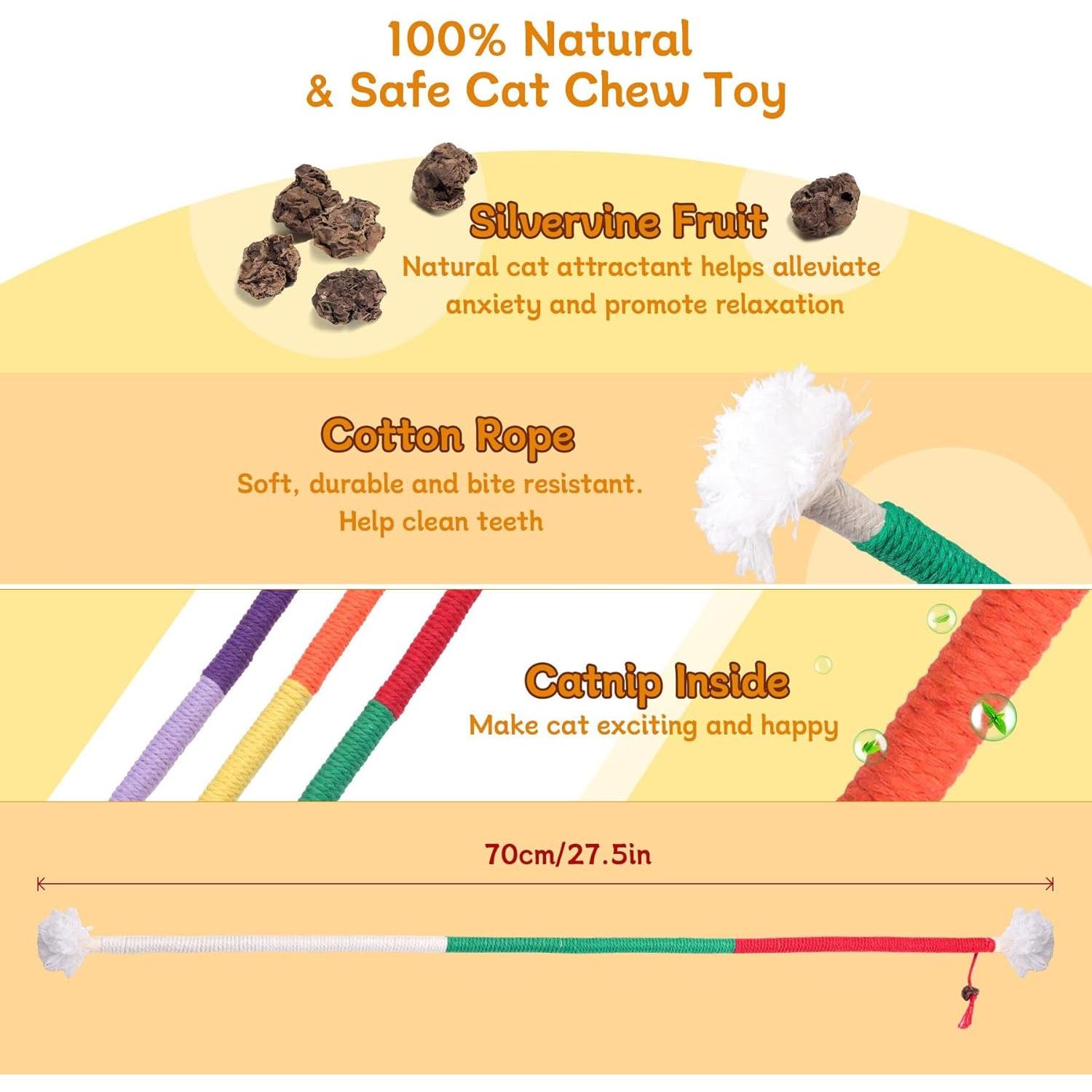 Juguetes para Gatos SEVENKA - 3 Palos de Silvervine 70cm