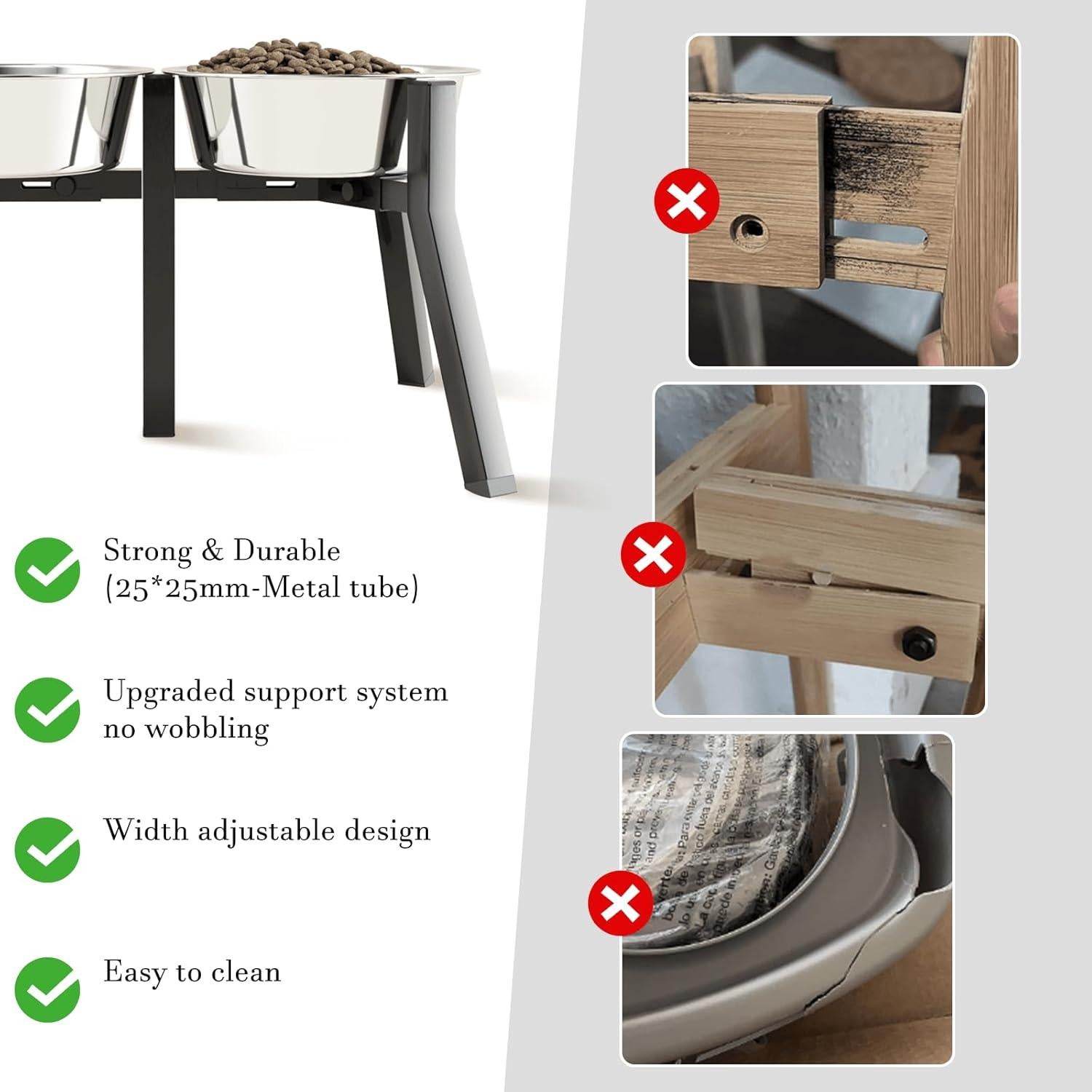 Soporte Elevado para Cuencos de Perro SHAINFUN 2-en-1 Ajustable