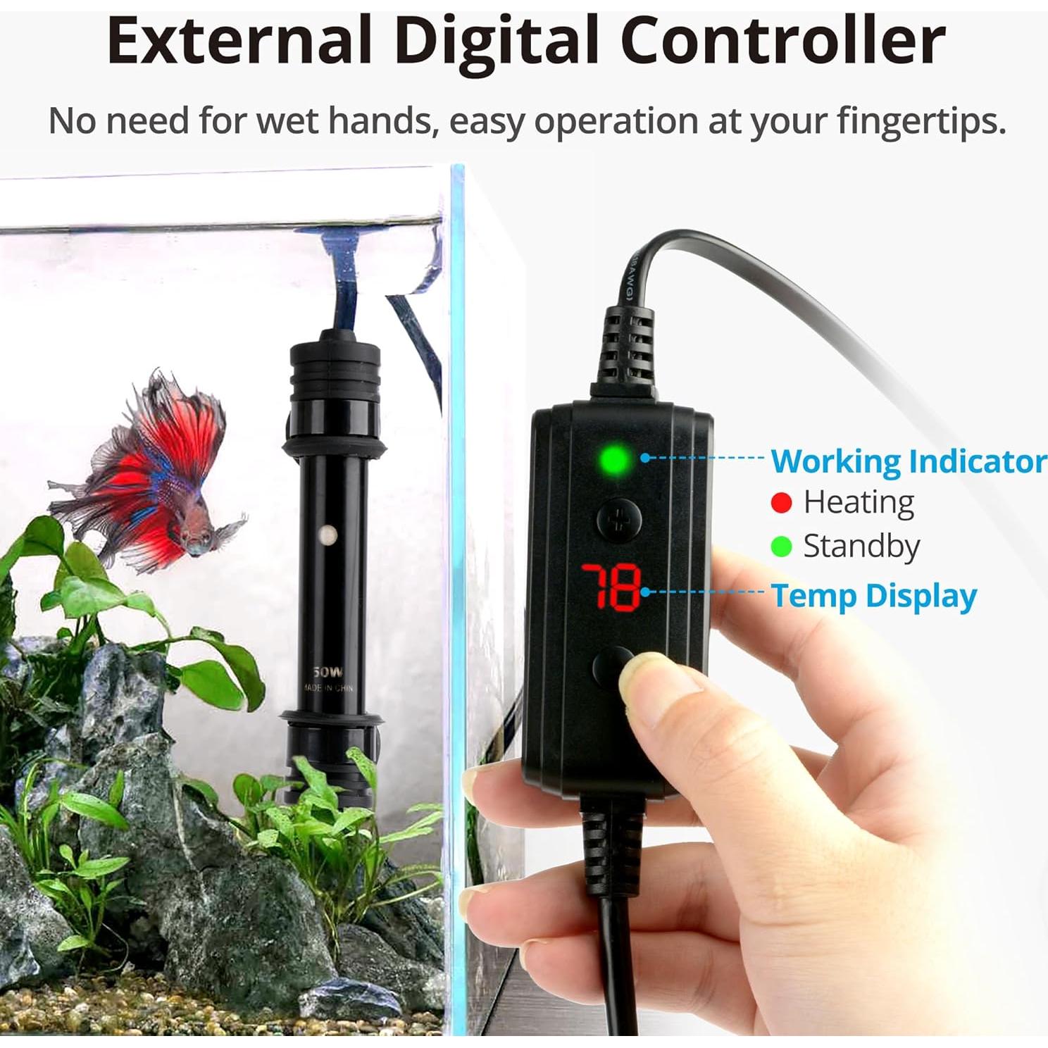 Calentador de Acuario NICREW 50W con Controlador Ajustable