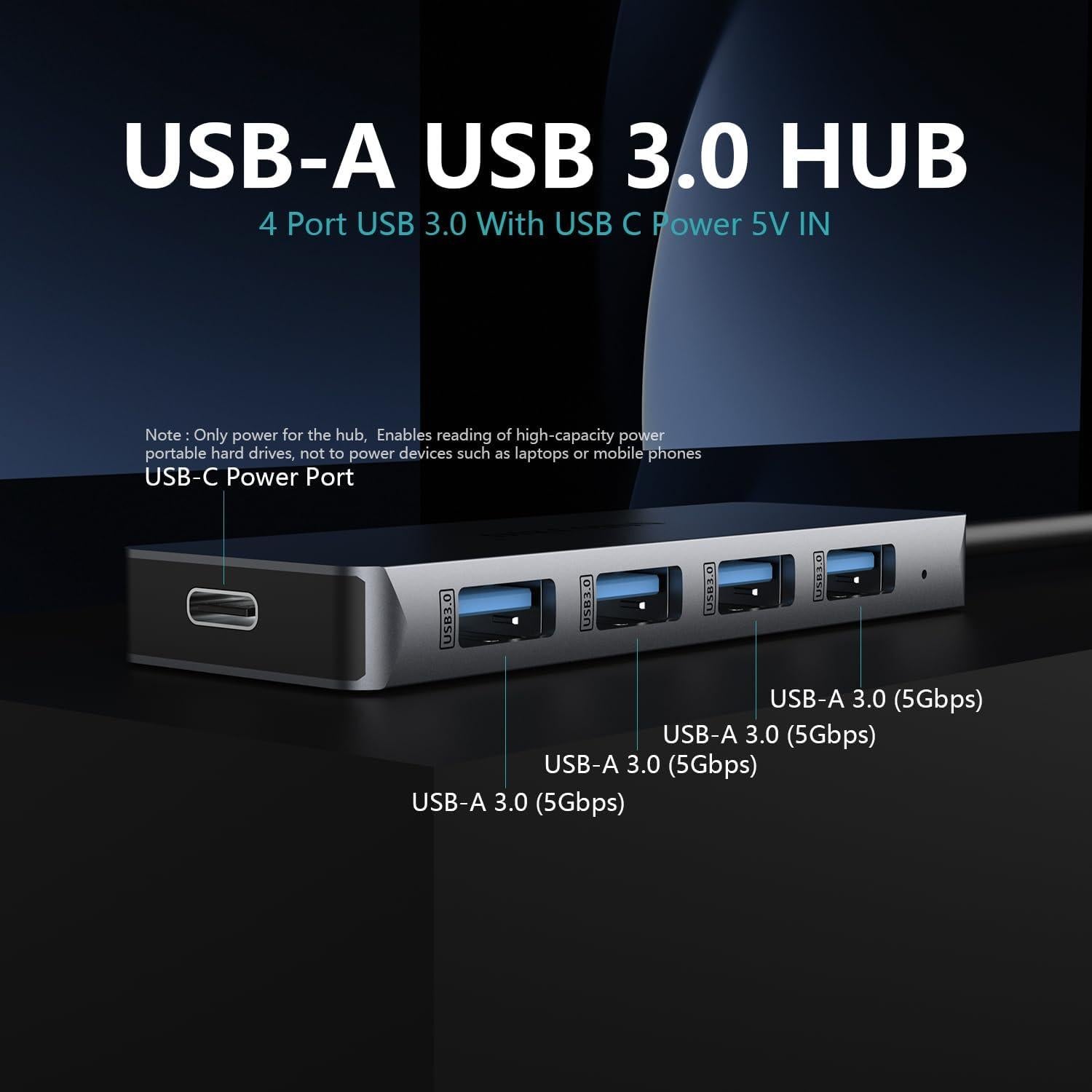 Hub USB 3.0 de 4 Puertos con Alimentación USB-C - Shenzhen Lingdong