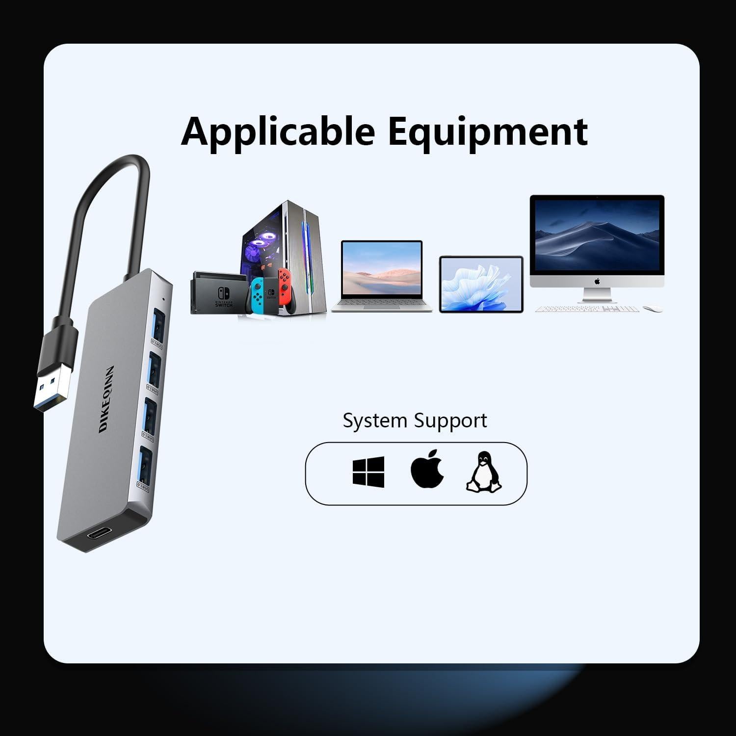 Hub USB 3.0 de 4 Puertos con Alimentación USB-C - Shenzhen Lingdong