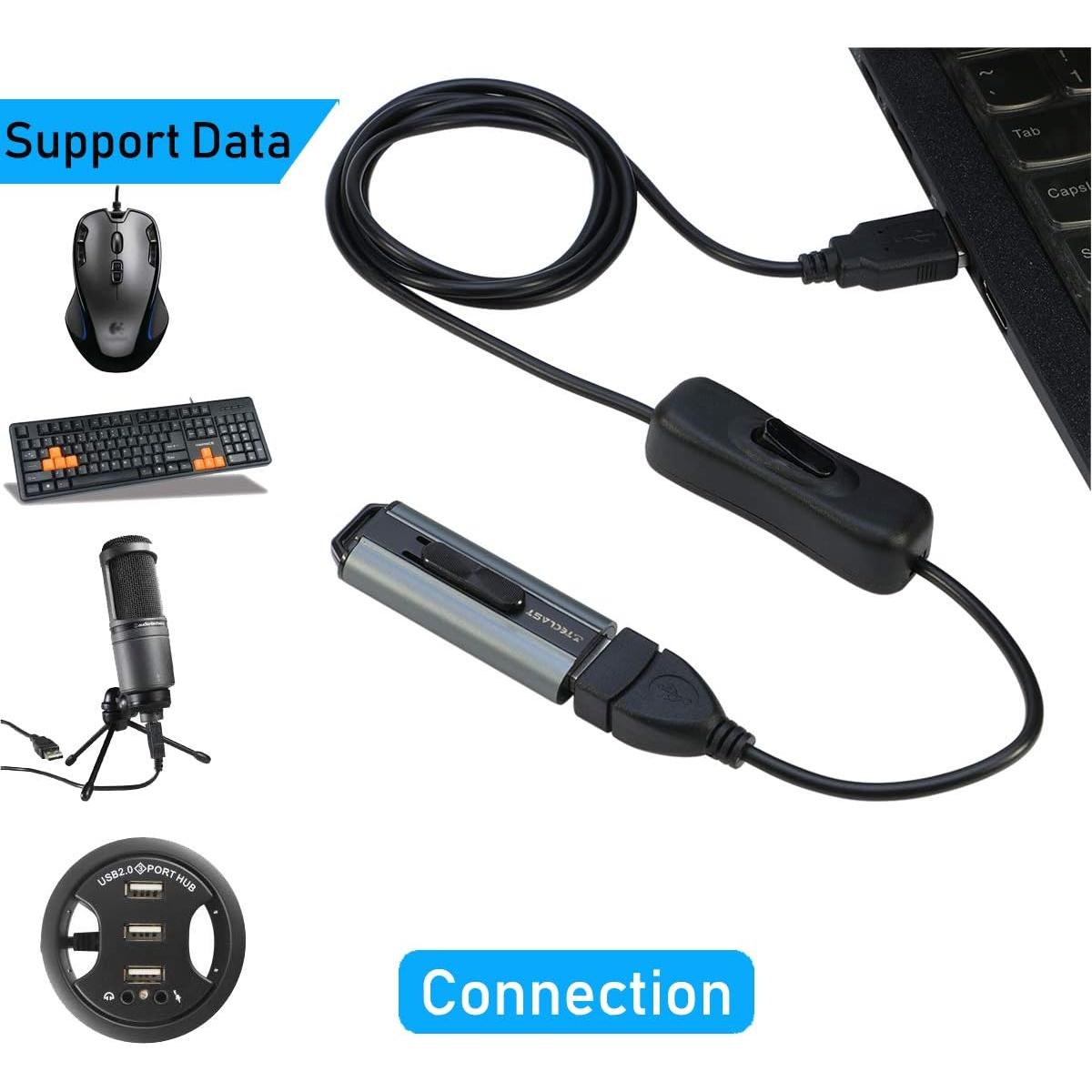 Cable de Extensión USB RIITOP 0.9m con Interruptor ON/OFF - 2 Pack