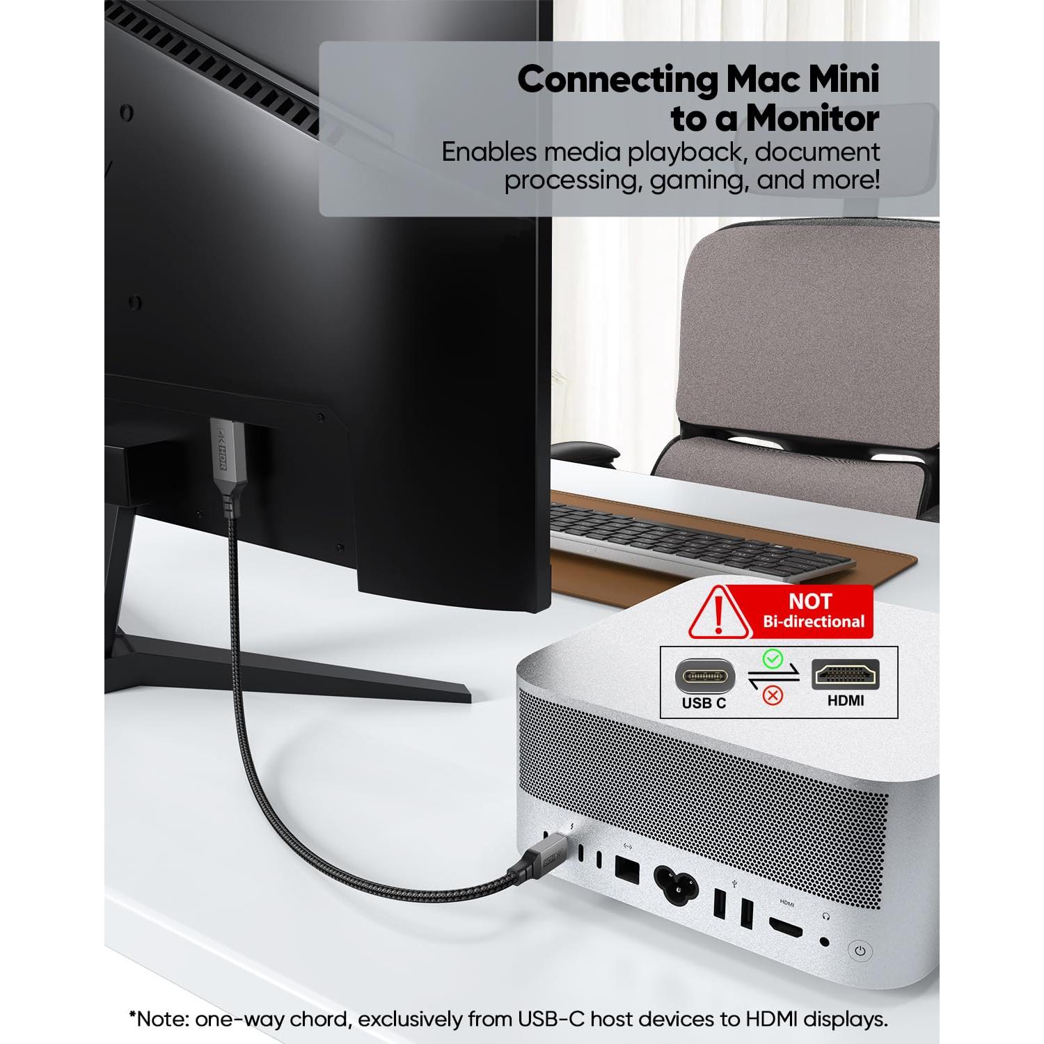 Cable USB C a HDMI UVOOI 0.3M 4K@60Hz Compatible Mac y Android