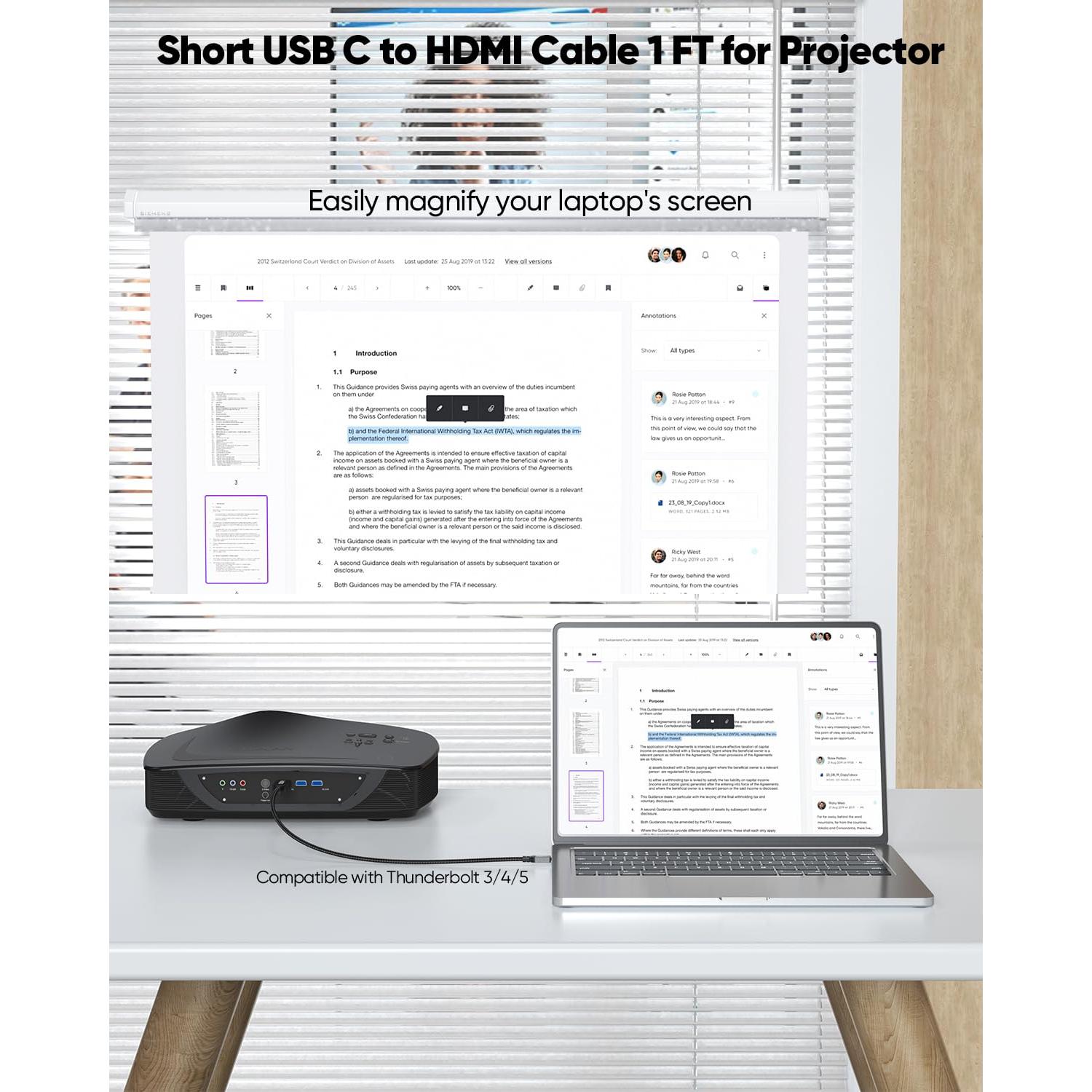 Cable USB C a HDMI UVOOI 0.3M 4K@60Hz Compatible Mac y Android