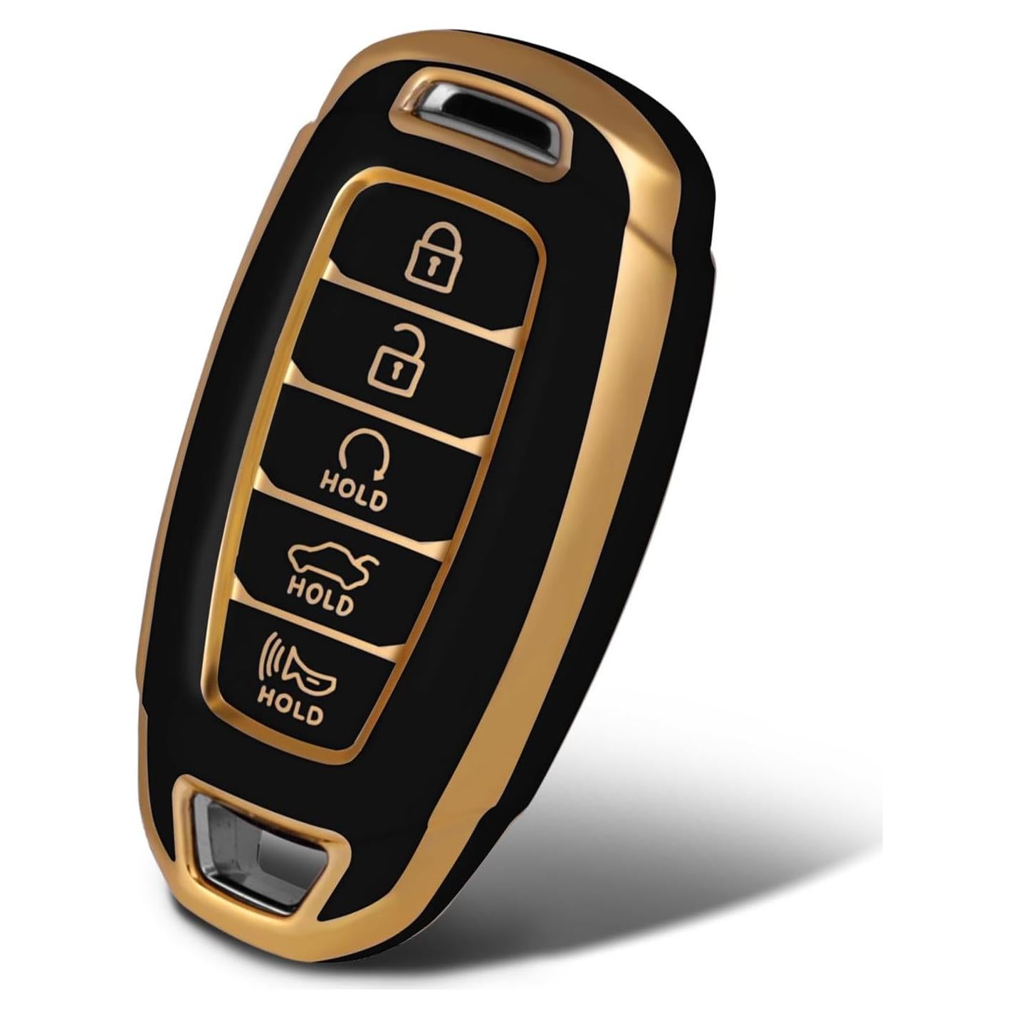 Funda de Llave TPU Hyundai 5 Botones Negra/Dorada 2023