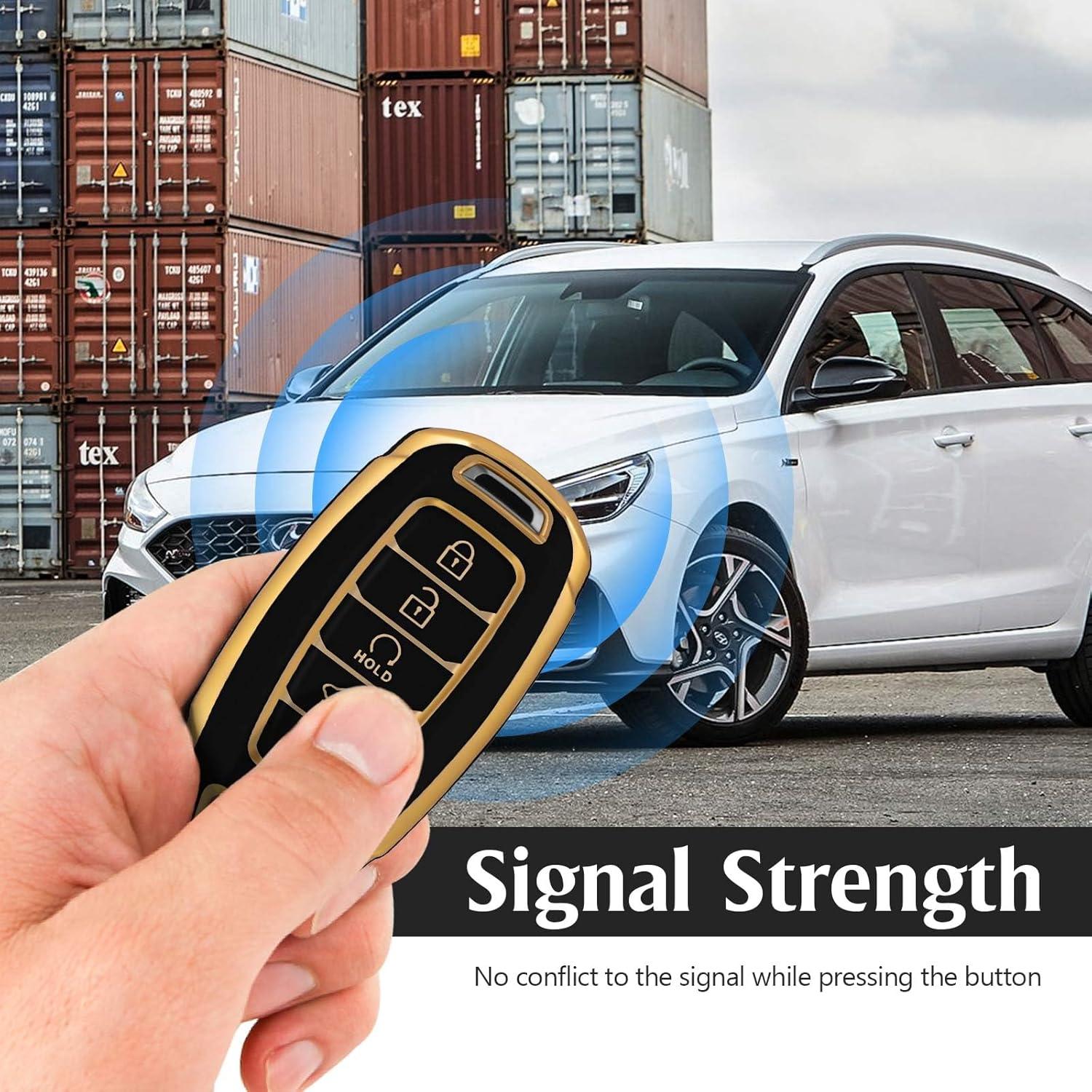 Funda de Llave TPU Hyundai 5 Botones Negra/Dorada 2023