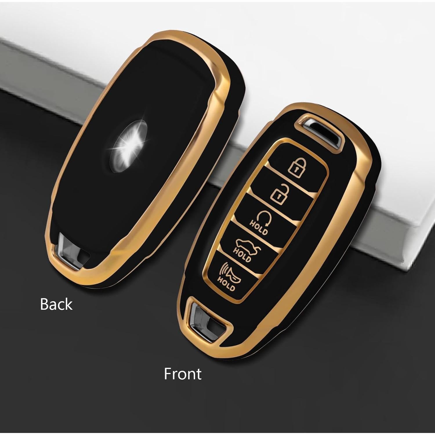 Funda de Llave TPU Hyundai 5 Botones Negra/Dorada 2023