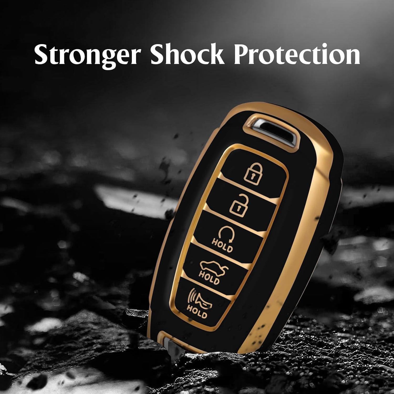 Funda de Llave TPU Hyundai 5 Botones Negra/Dorada 2023