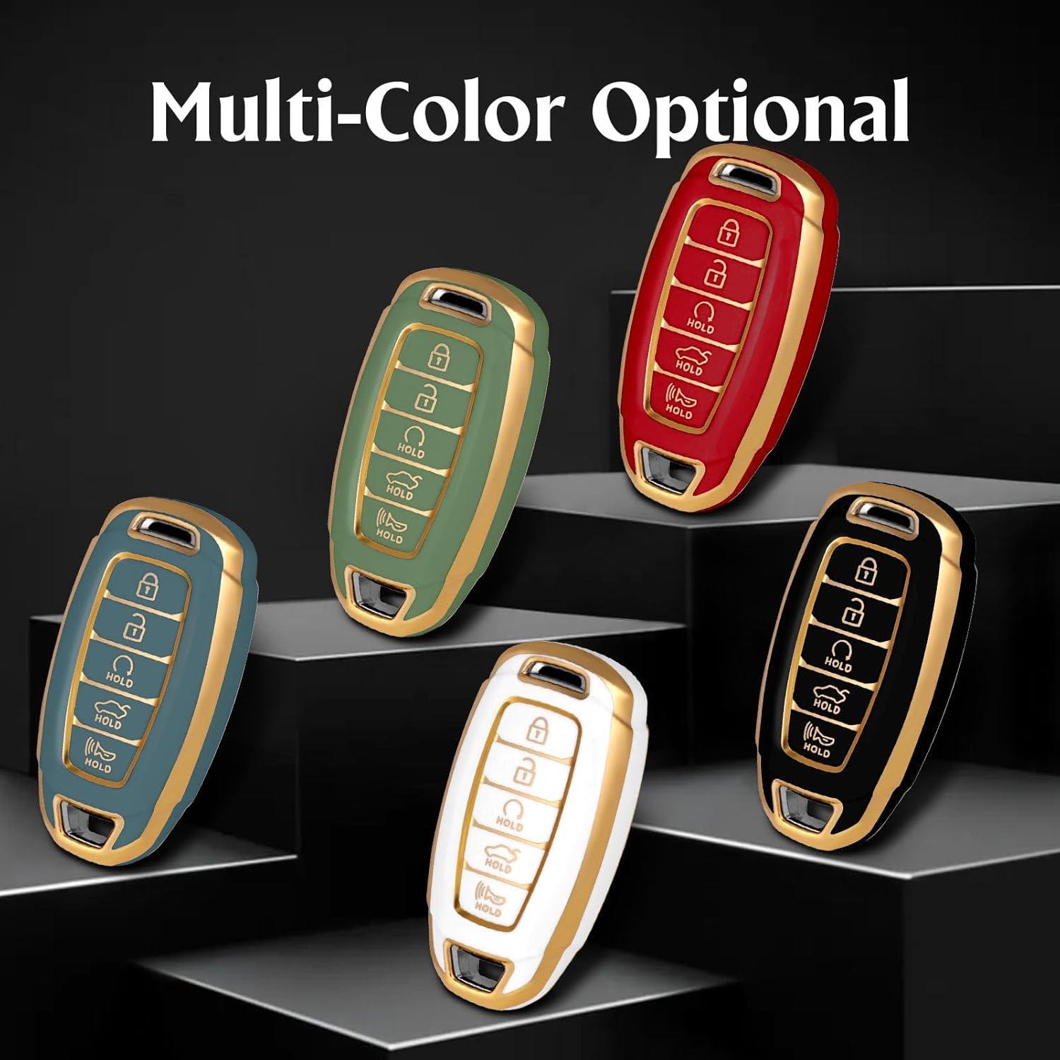 Funda de Llave TPU Hyundai 5 Botones Negra/Dorada 2023