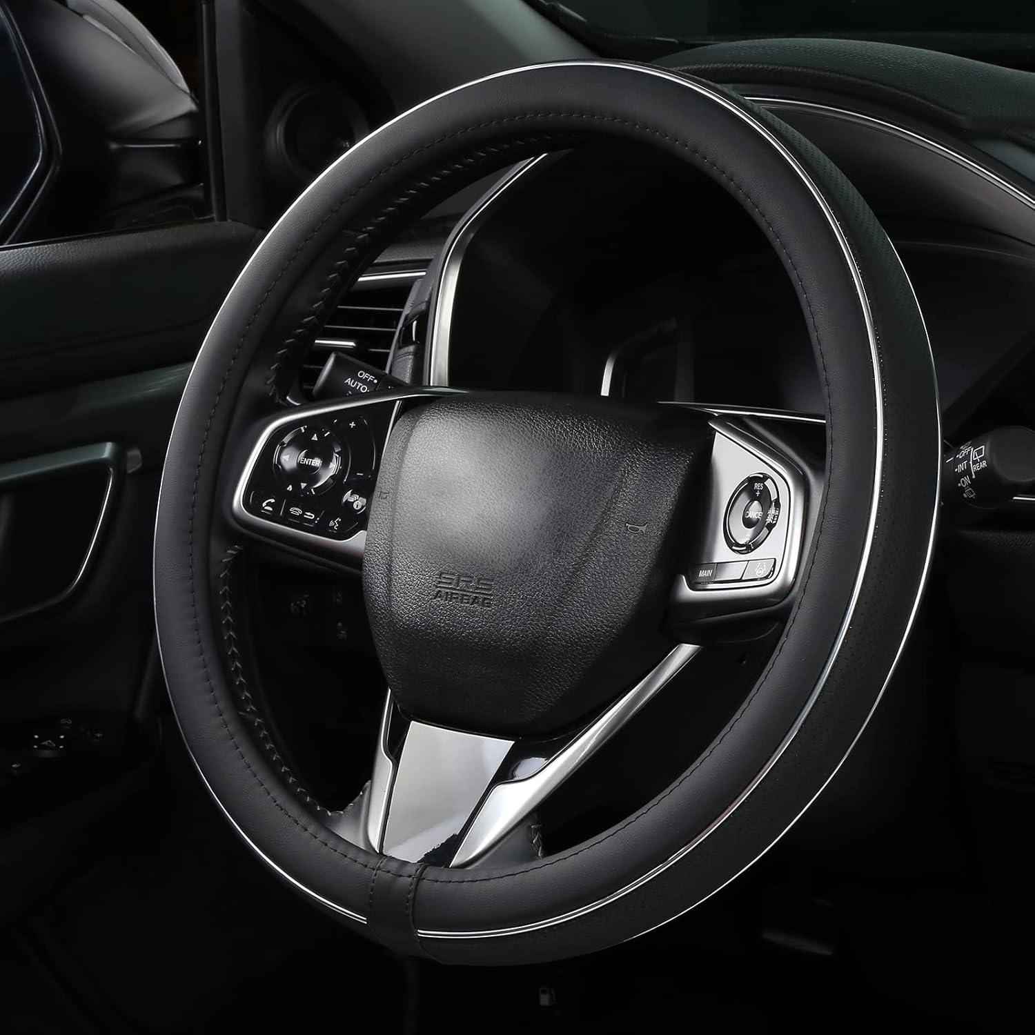 Cubierta de Volante de Cuero ALEMODR Universal 38 cm Negra